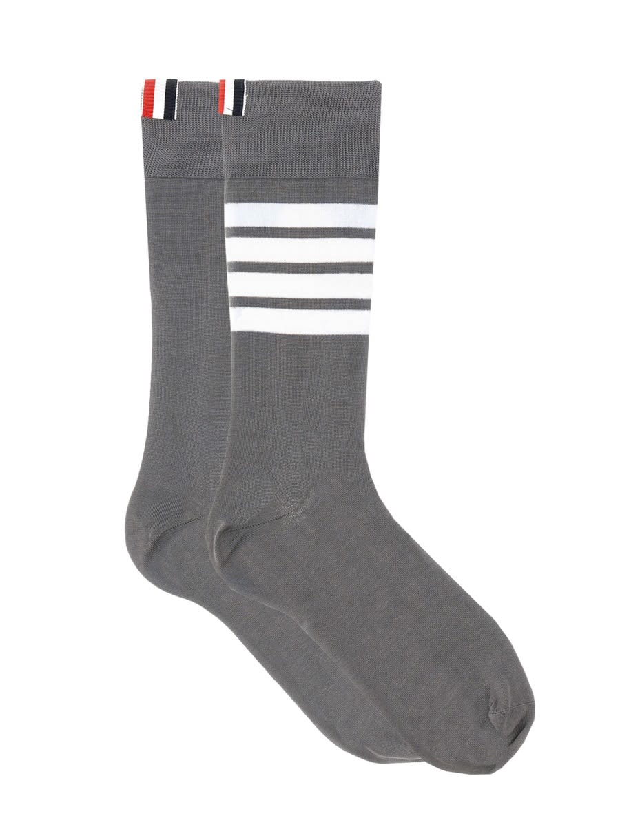 Shop Thom Browne 4bar Socks. In Grey