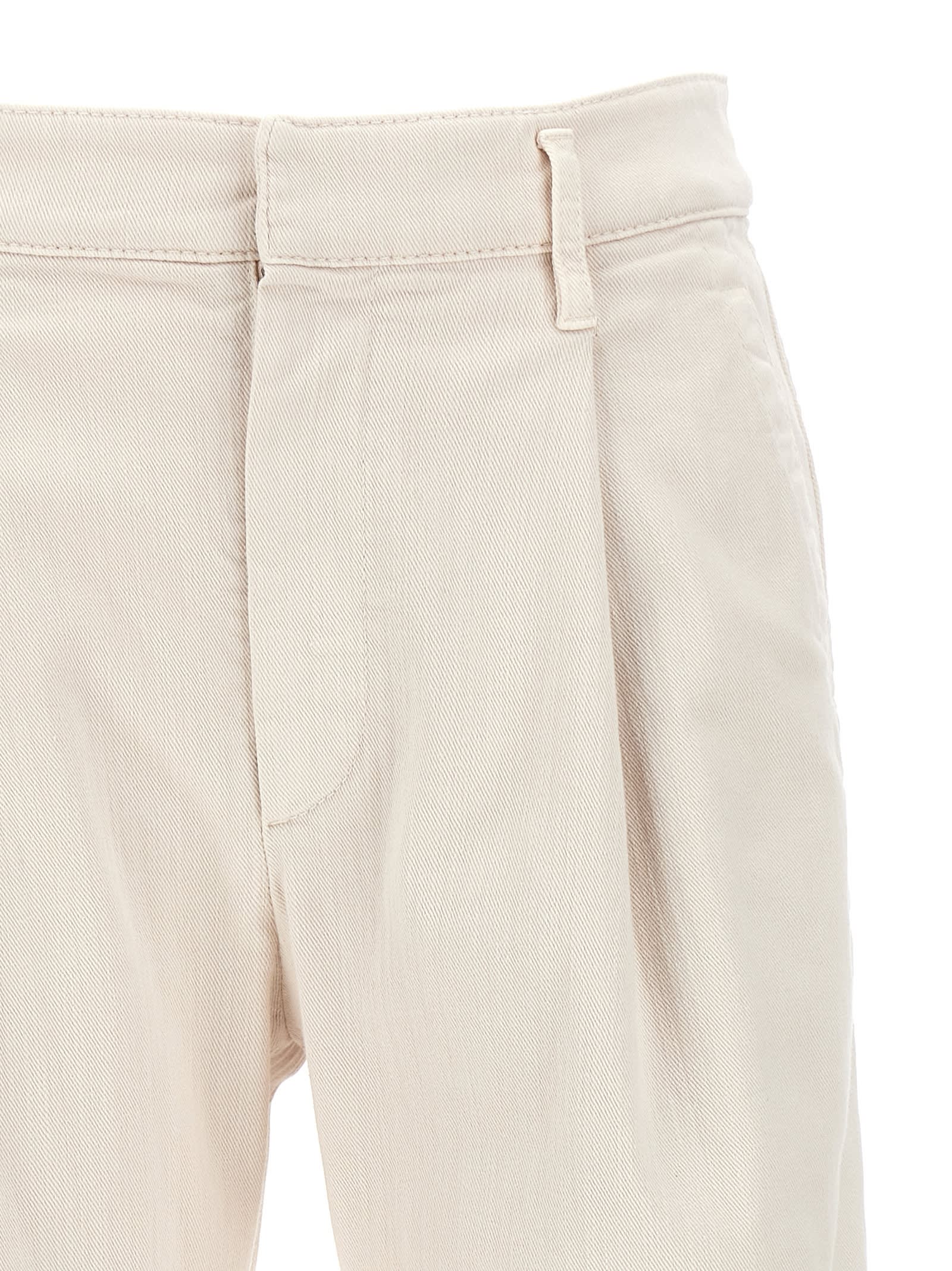 Shop Brunello Cucinelli Stretch Denim Pants In Beige