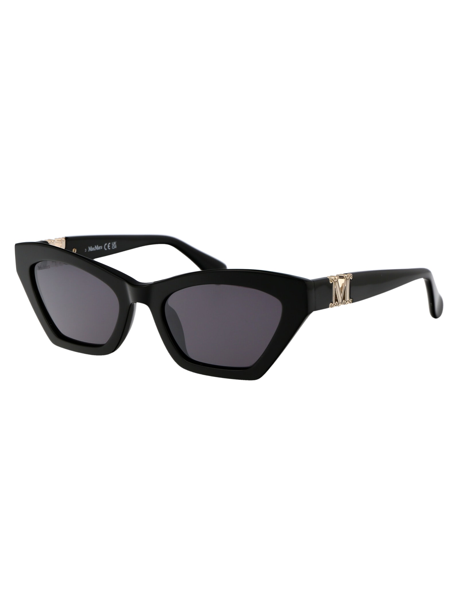 Shop Max Mara Emme13 Sunglasses In 01a Nero Lucido/fumo