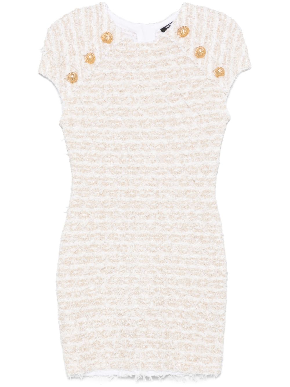 Balmain Mini Dress In Tweed Fabric In White