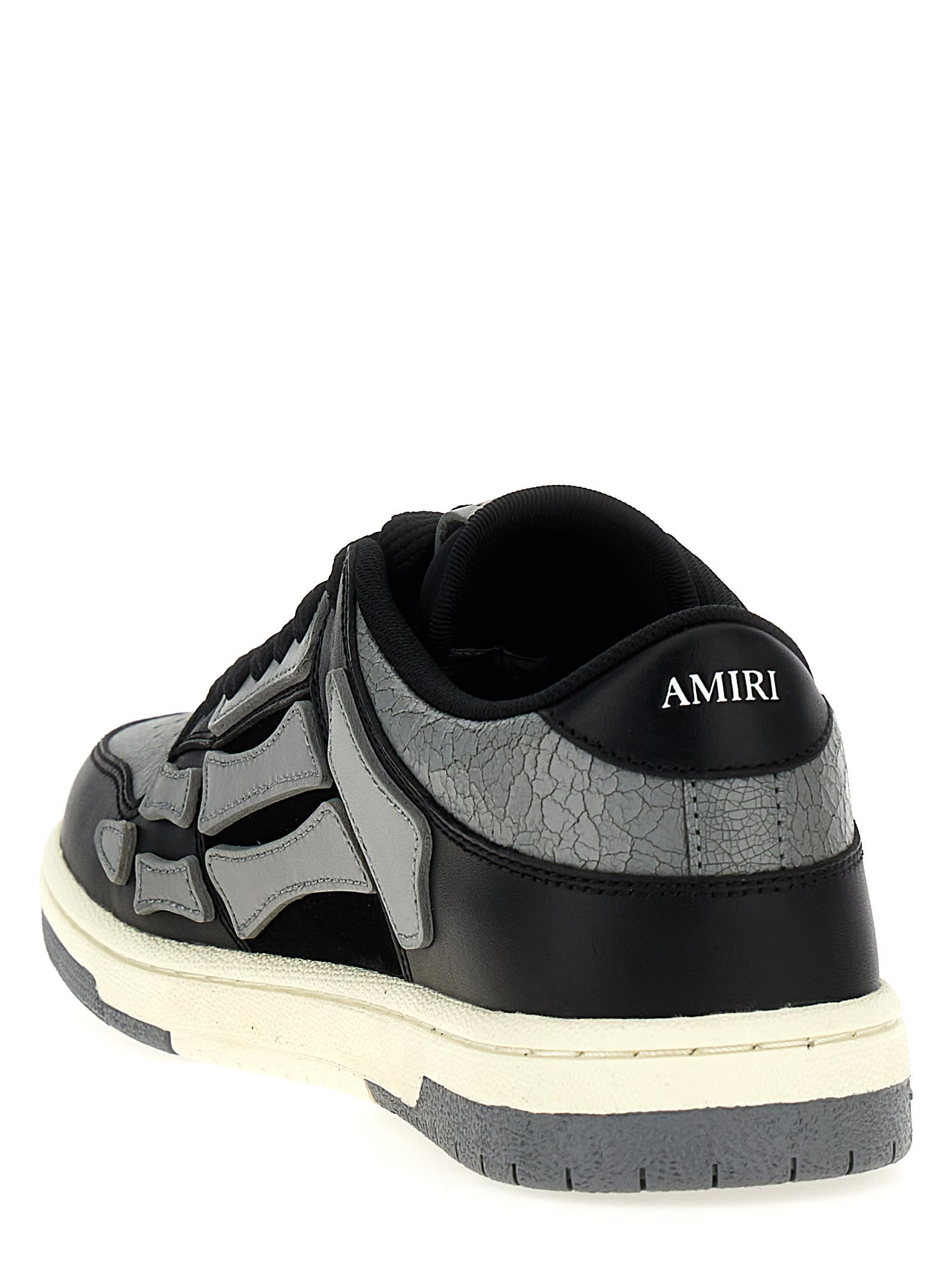 Amiri 'skel Top Low' Black Sneakers With Skeleton Patch In Multicolor