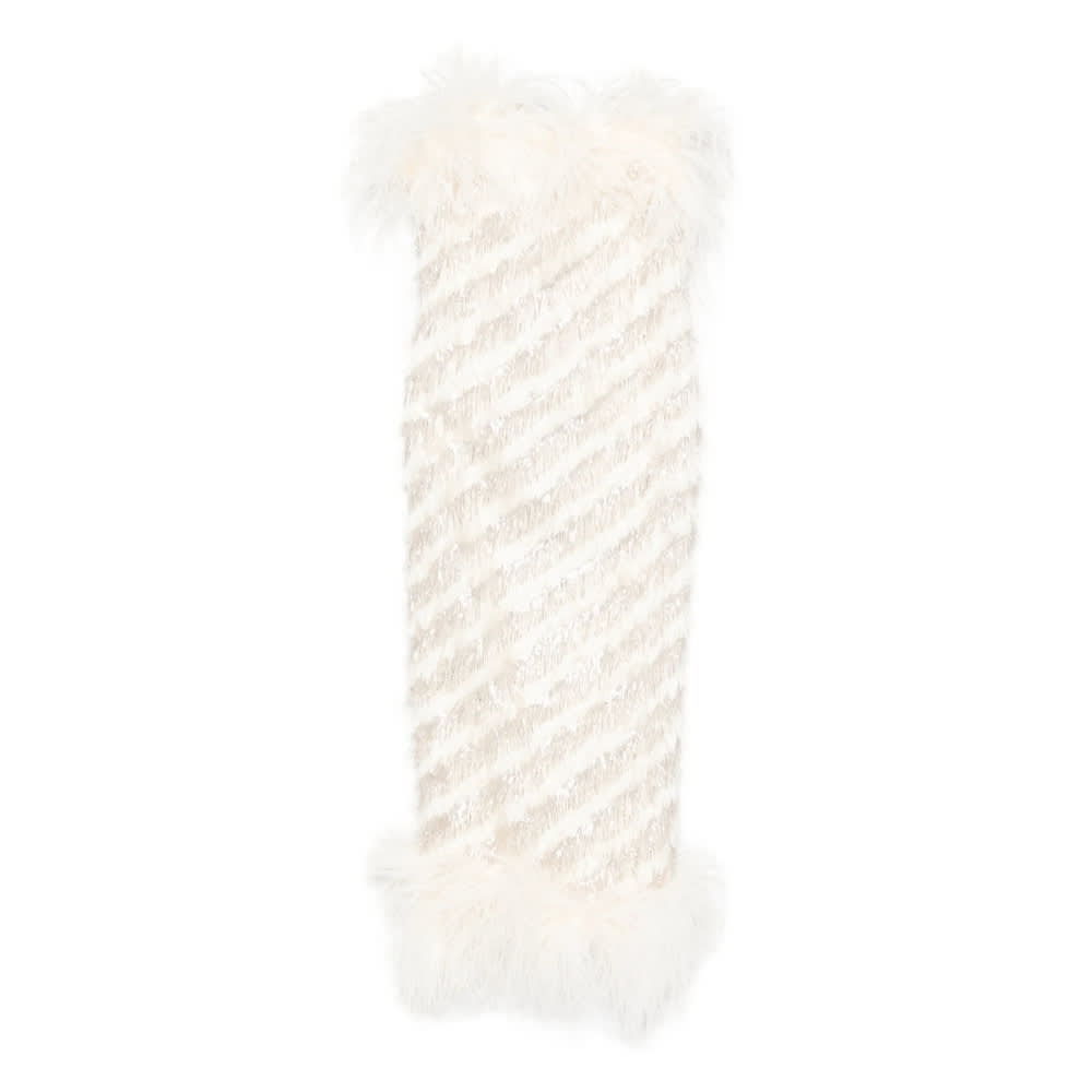 Taller Marmo Feather-trim Midi Dress In White