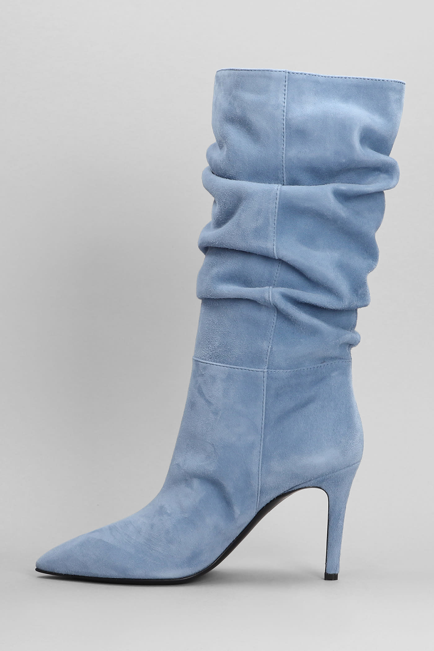 Shop Via Roma 15 High Heels Boots In Cyan Suede