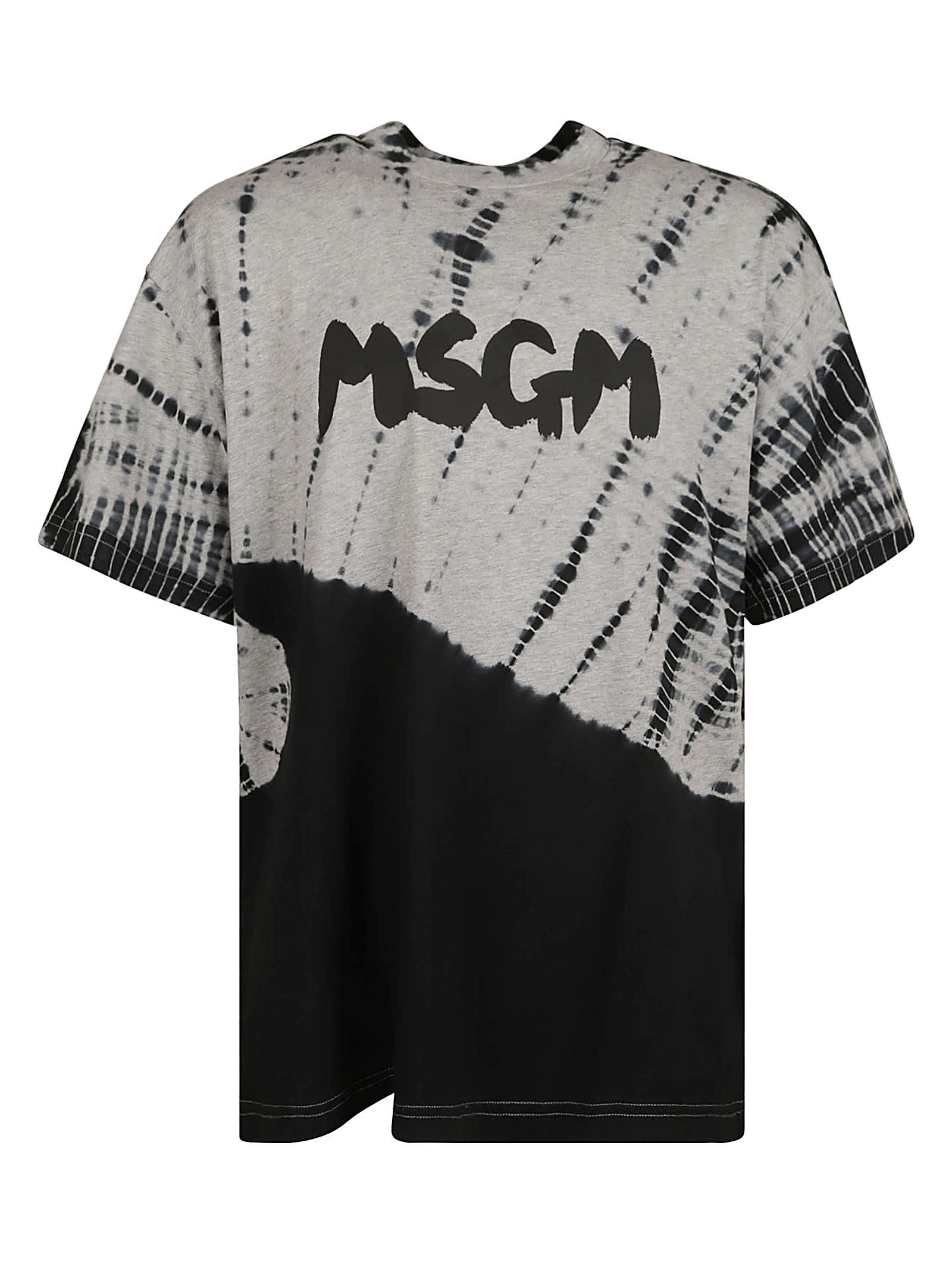 Msgm Logo Round Neck T-shirt In Grey Melange