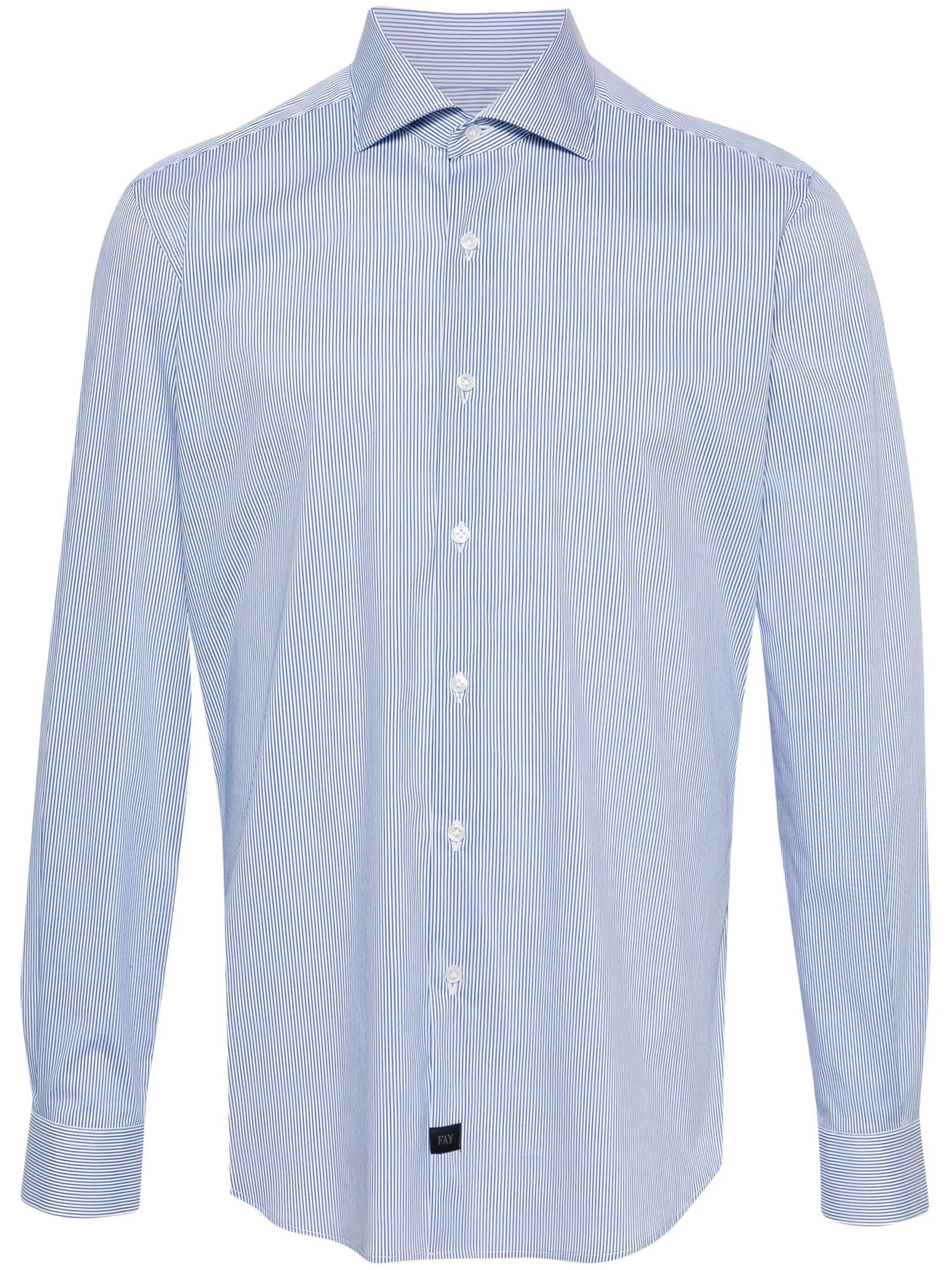 Shop Fay Striped Poplin Shirt In Blue
