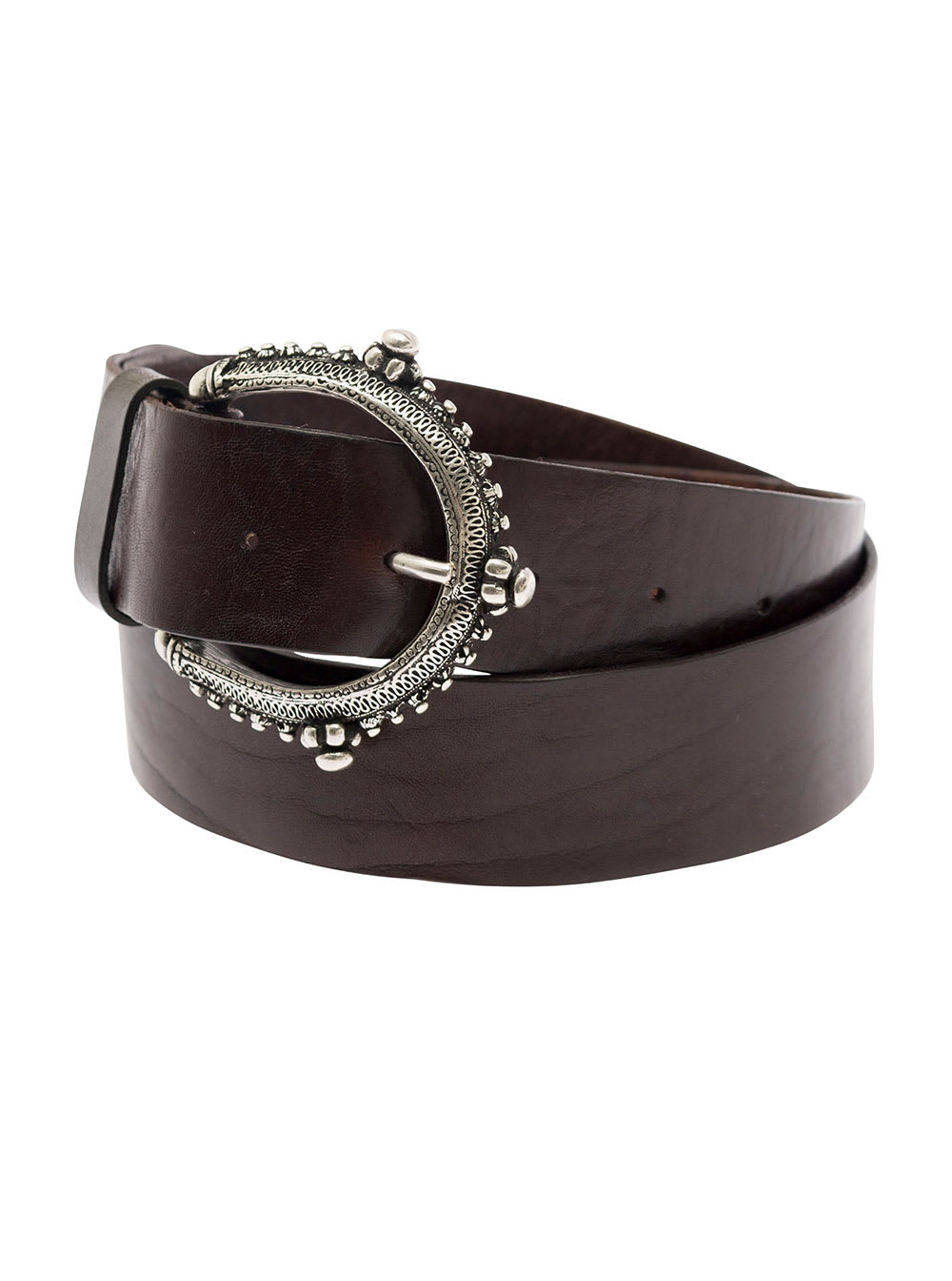 Shop P.a.r.o.s.h Brown Belt With Circle Buckle In Leather Woman