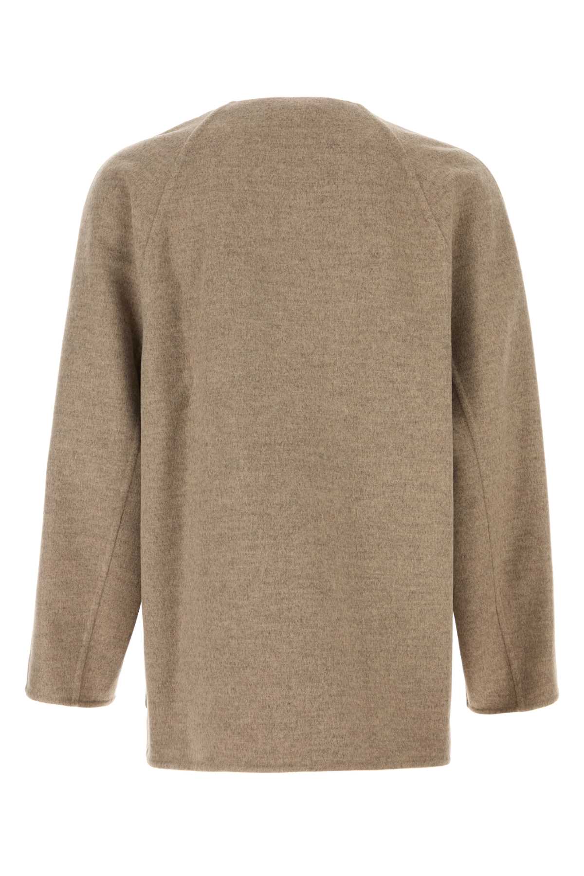 Bottega Veneta Light Double Wool And Cashmere Coat In Neutral