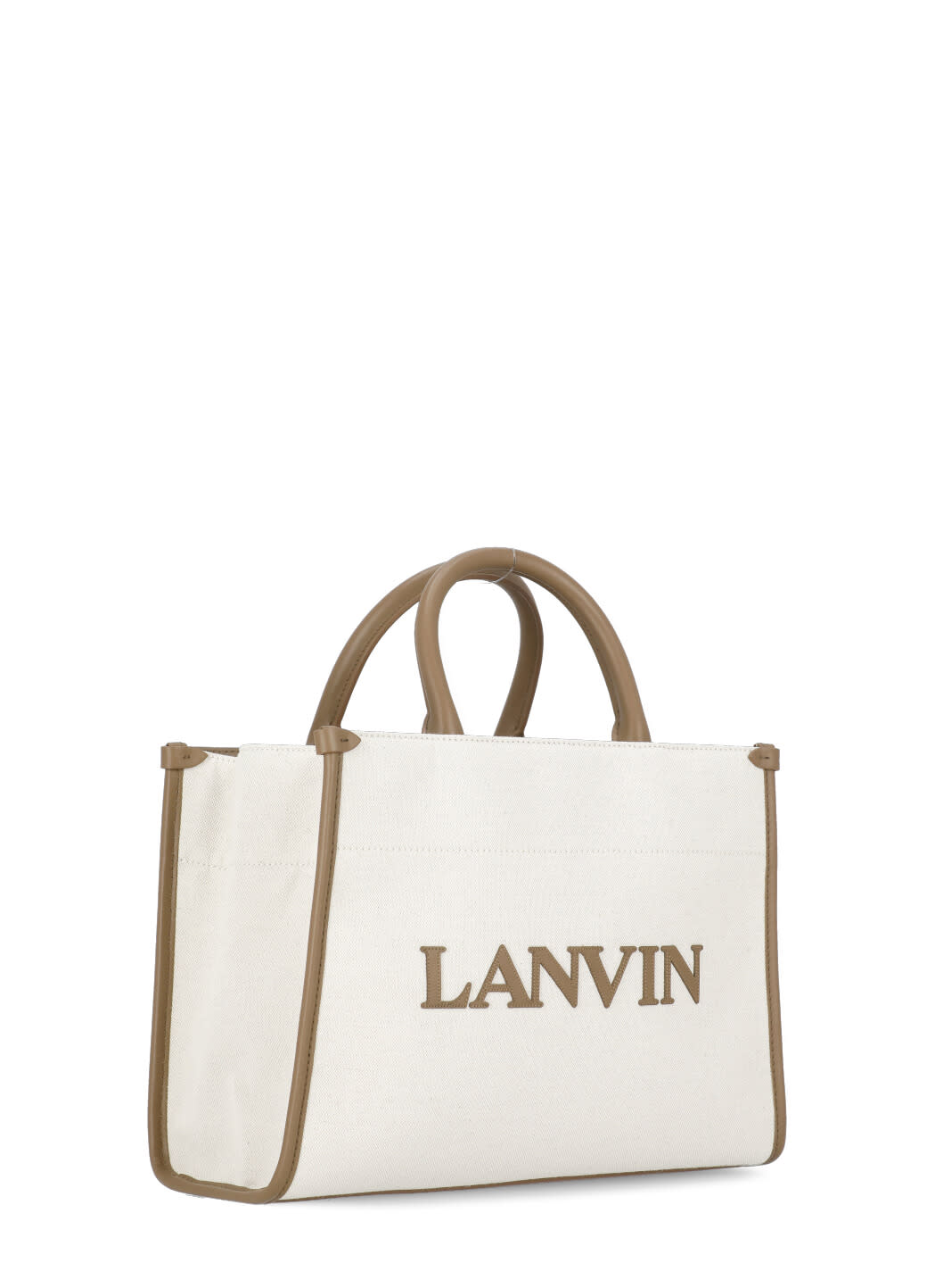 Shop Lanvin Cotton And Linen Shopping Bag In Beige