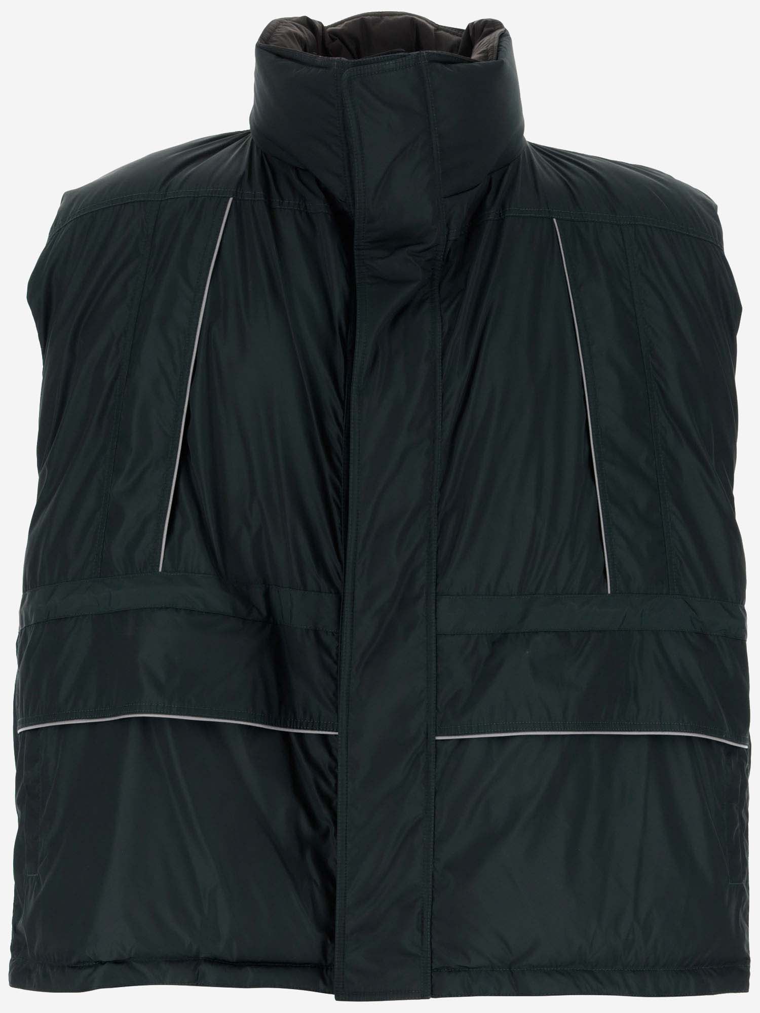 Balenciaga Logo-print Puffer Vest In Cypress Green