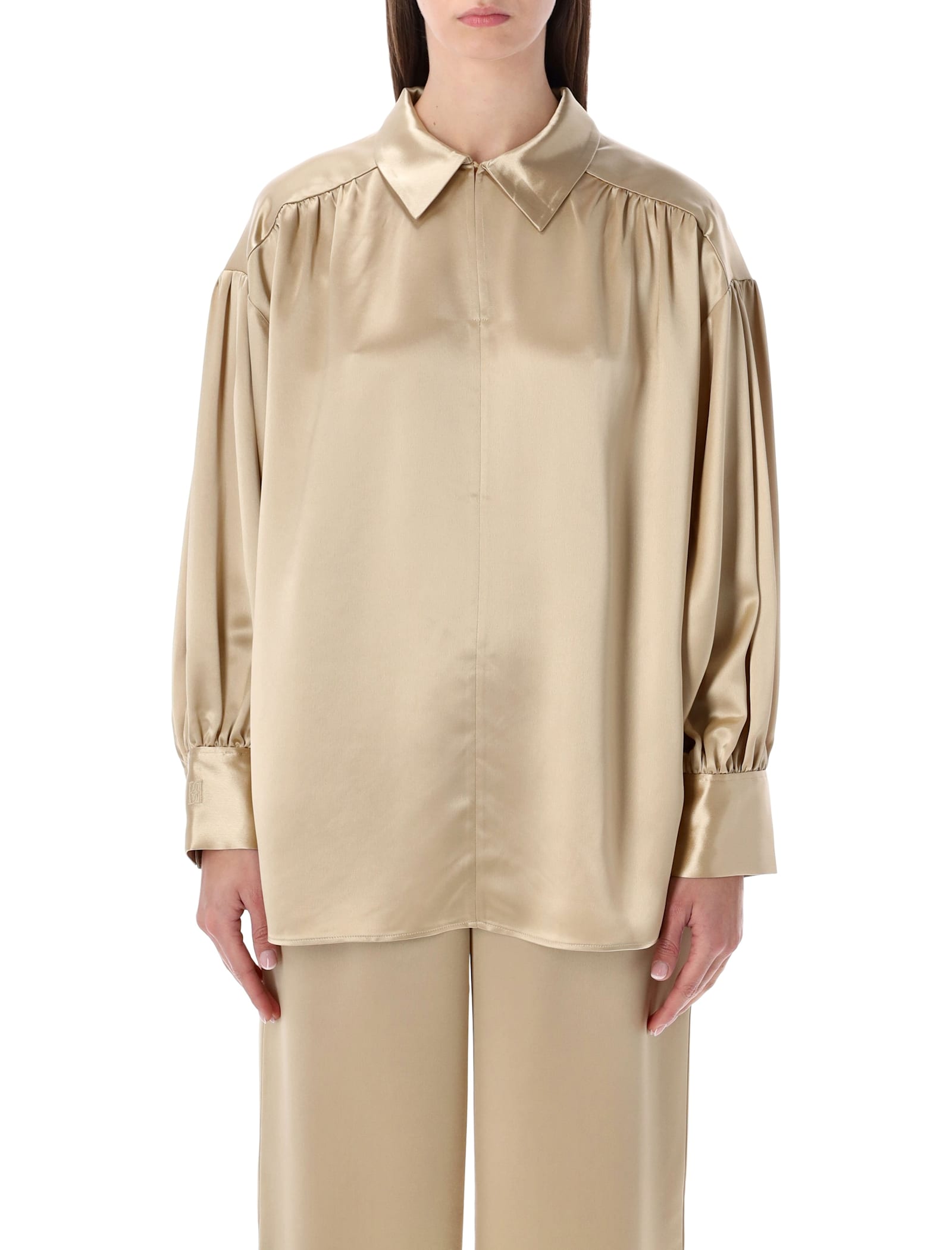 By Malene Birger Leonora Satin Blouse In Brown
