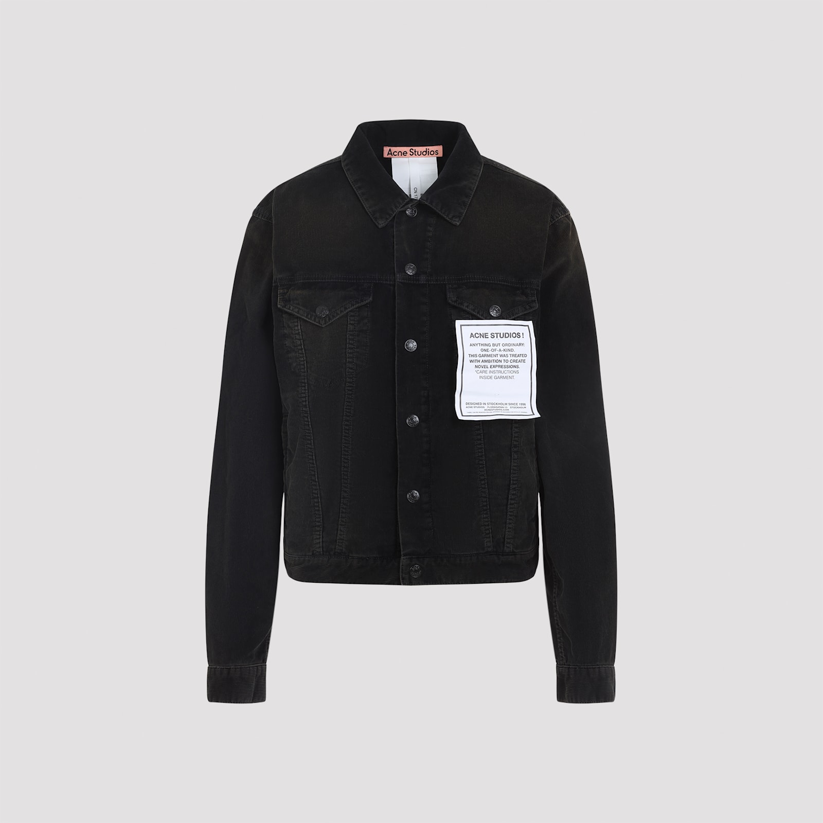 Acne Studios Long Sleeve Jacket With Collared Neck And Pockets In Black