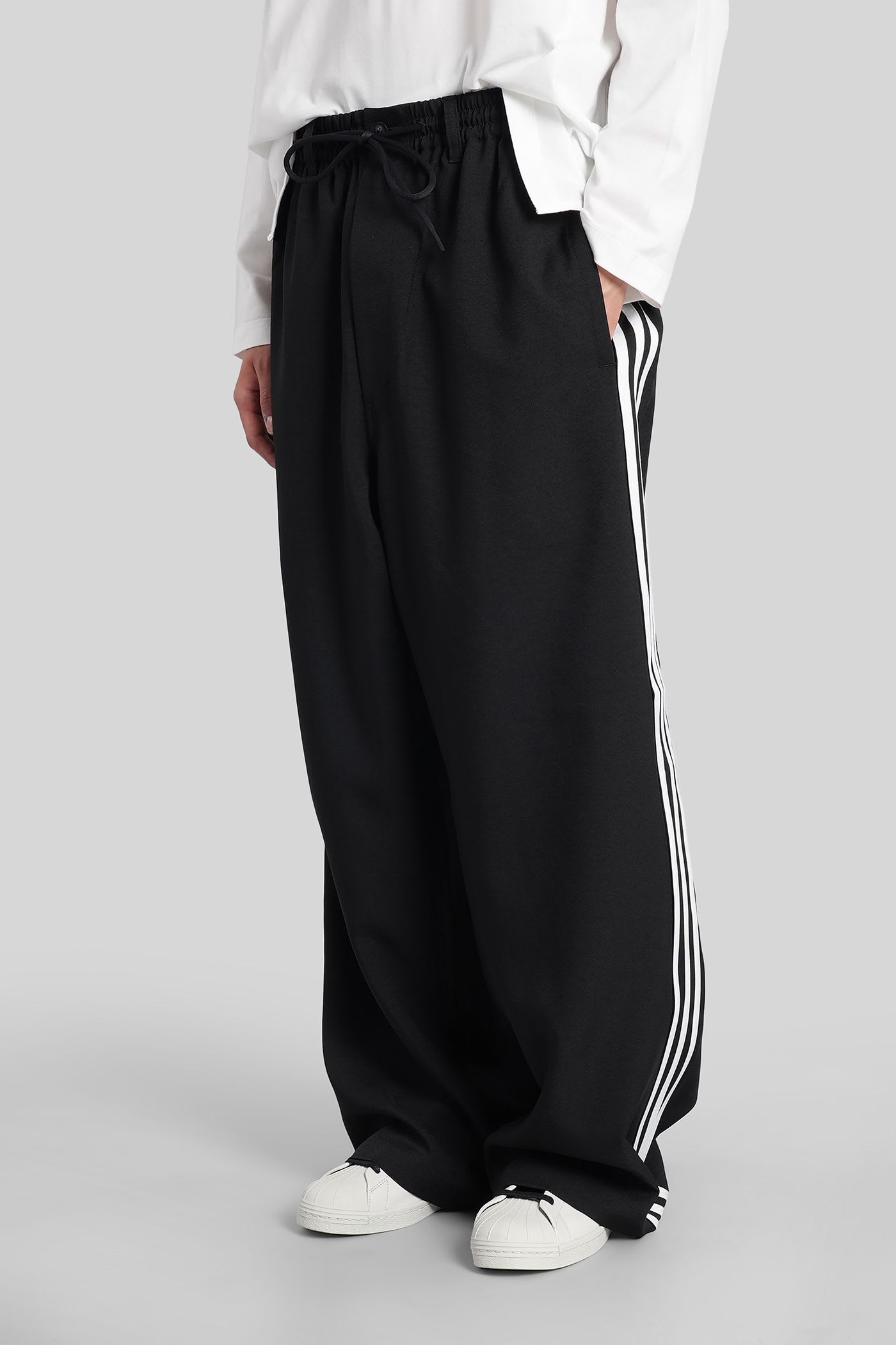 Y-3 Drawstring Trousers With Side Stripes In Black