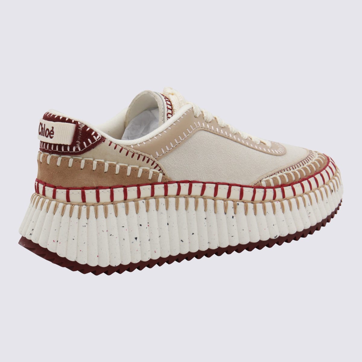 Chloé Nama Low-top Suede Sneakers With Leather Inserts In Multi