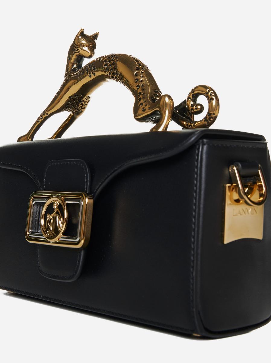 Lanvin Black Nano Pencil Cat Top Handle Bag In Black