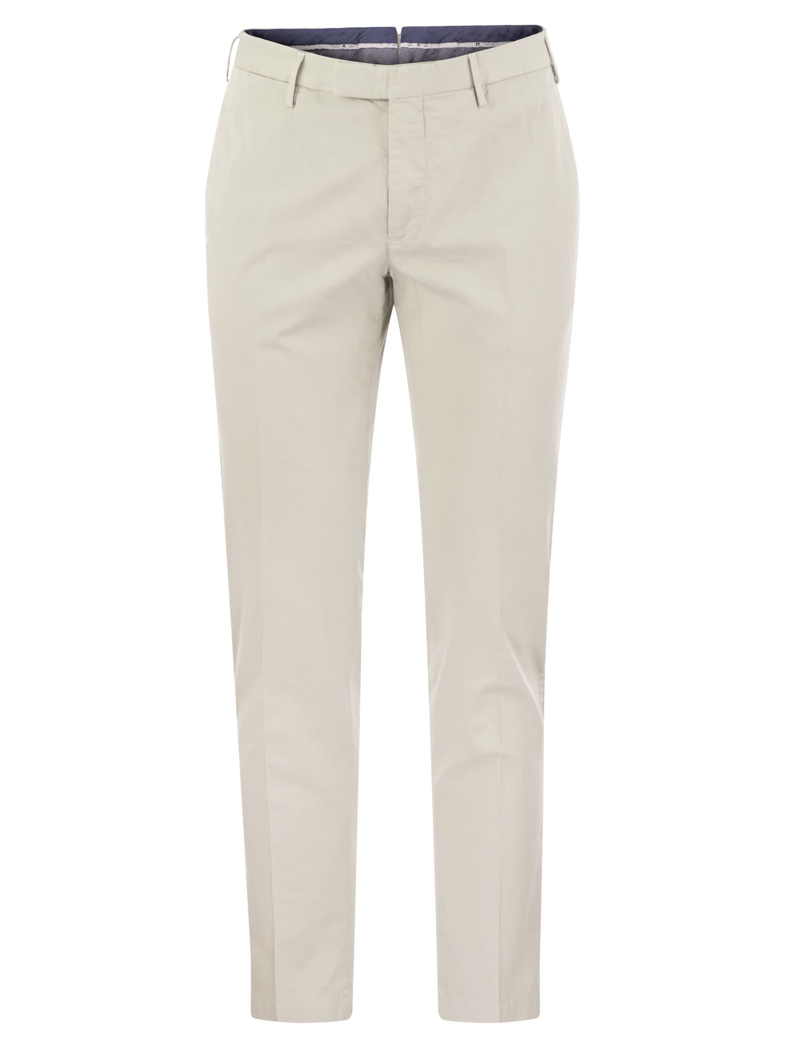 Shop Pt01 Skinny Trousers In Cotton And Silk In Ice