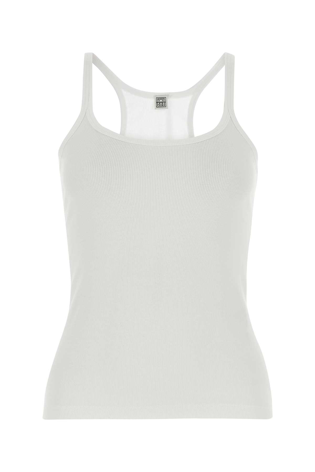 Totême White Stretch Cotton Tank Top