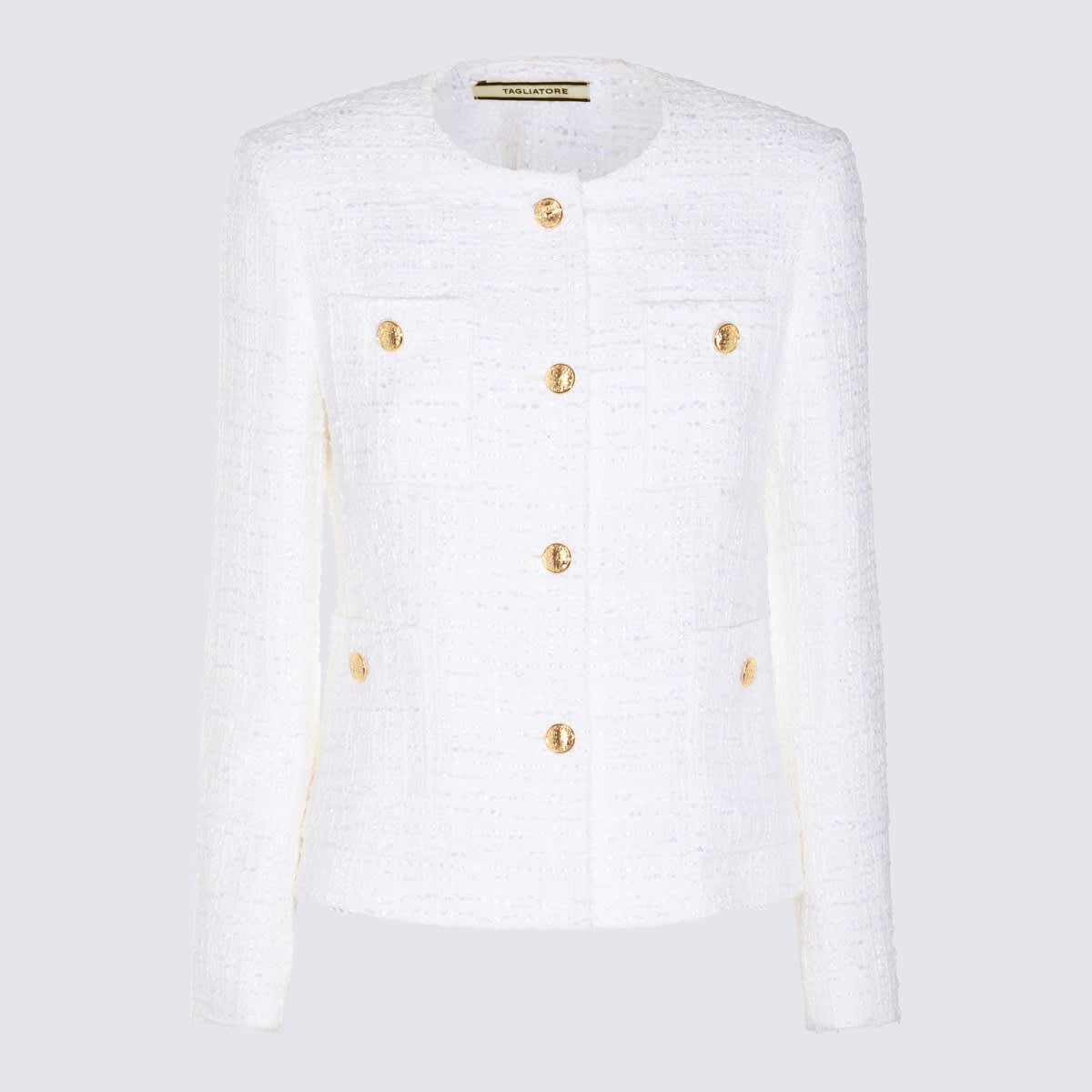 Shop Tagliatore White Cotton Casual Jacket