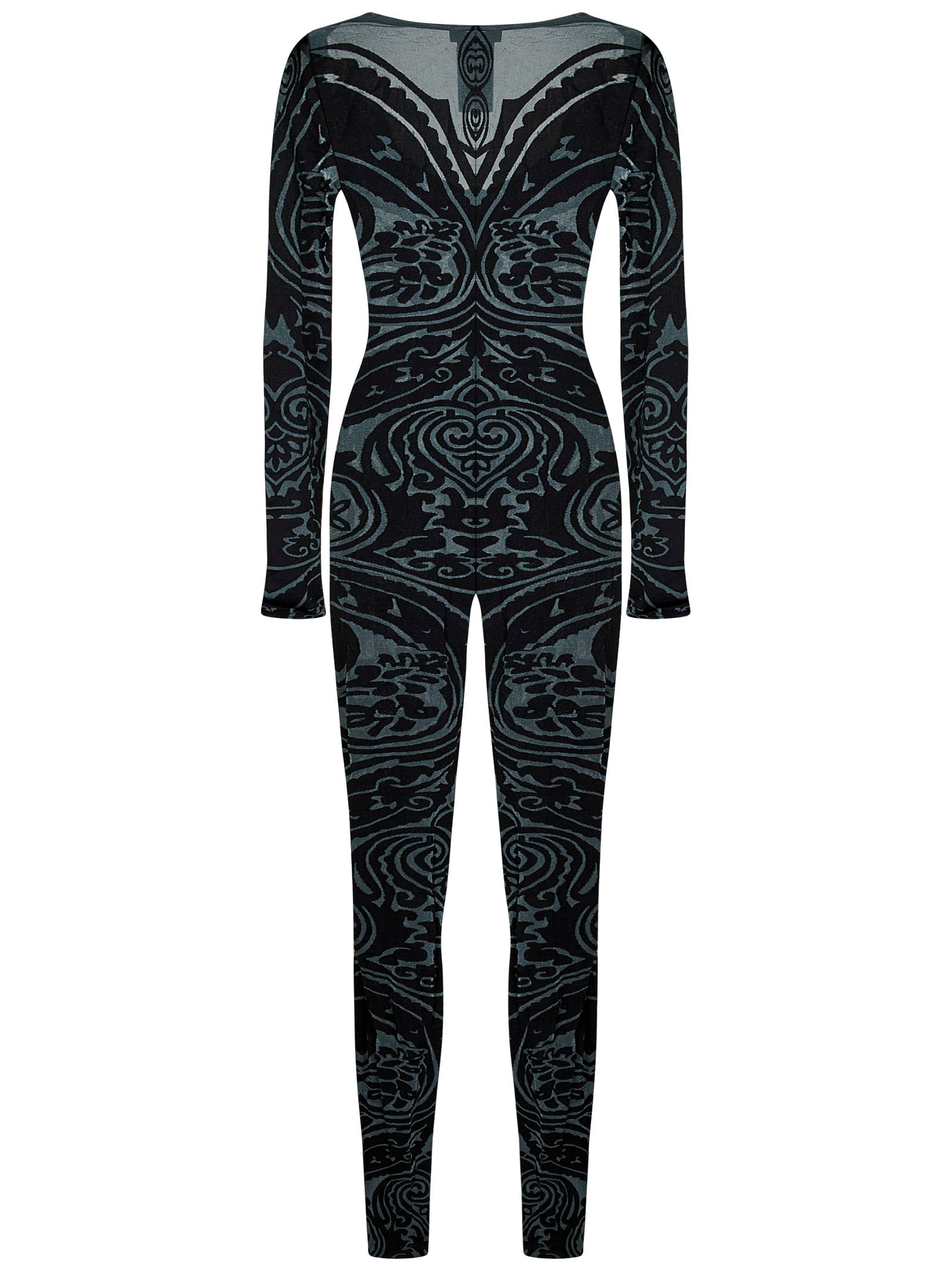 Shop Wolford X Etro Paisley Tattoo Jumpsuit In Grey