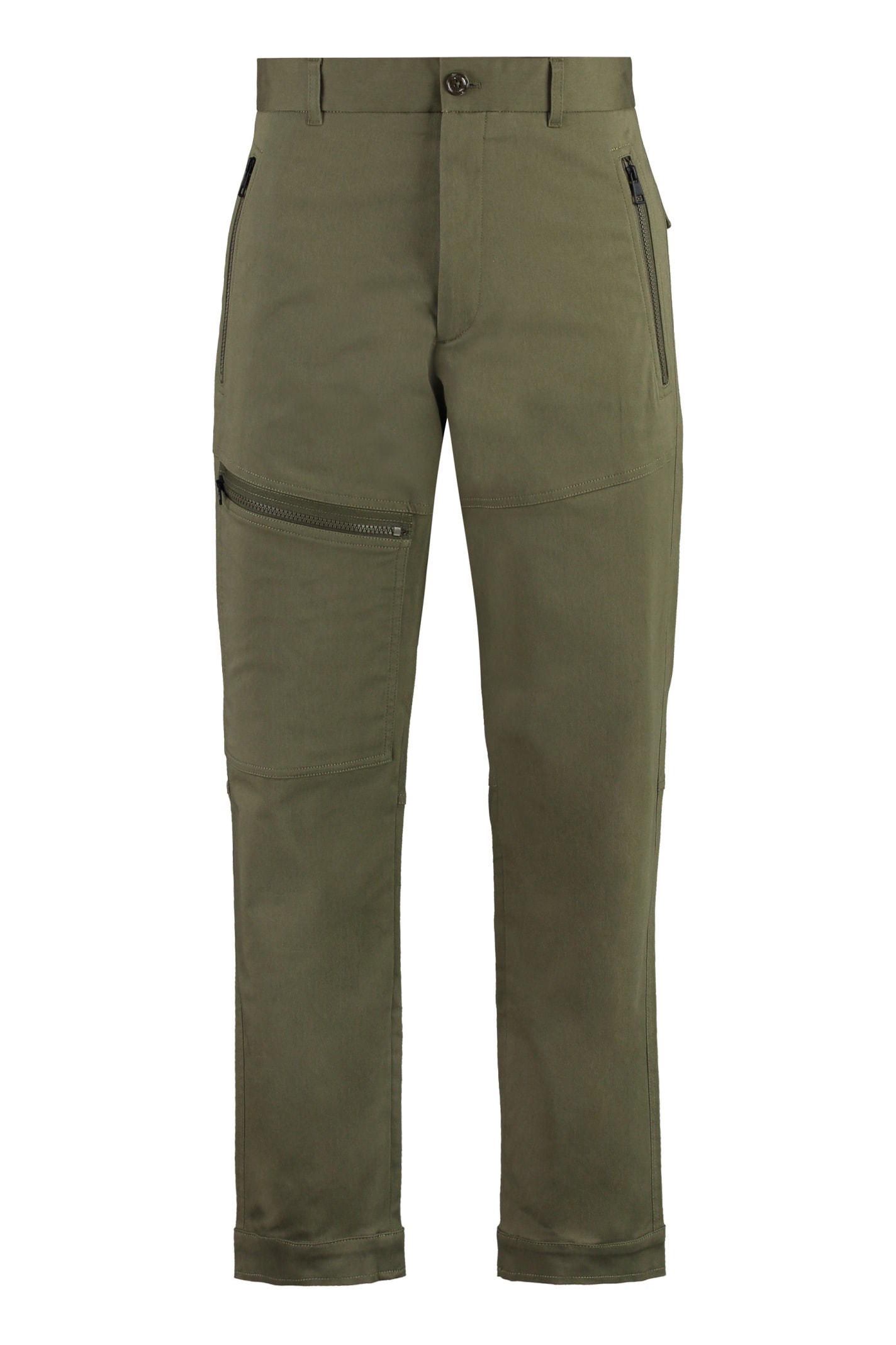 Shop Moncler Multi-pocket Cotton Trousers In Verde