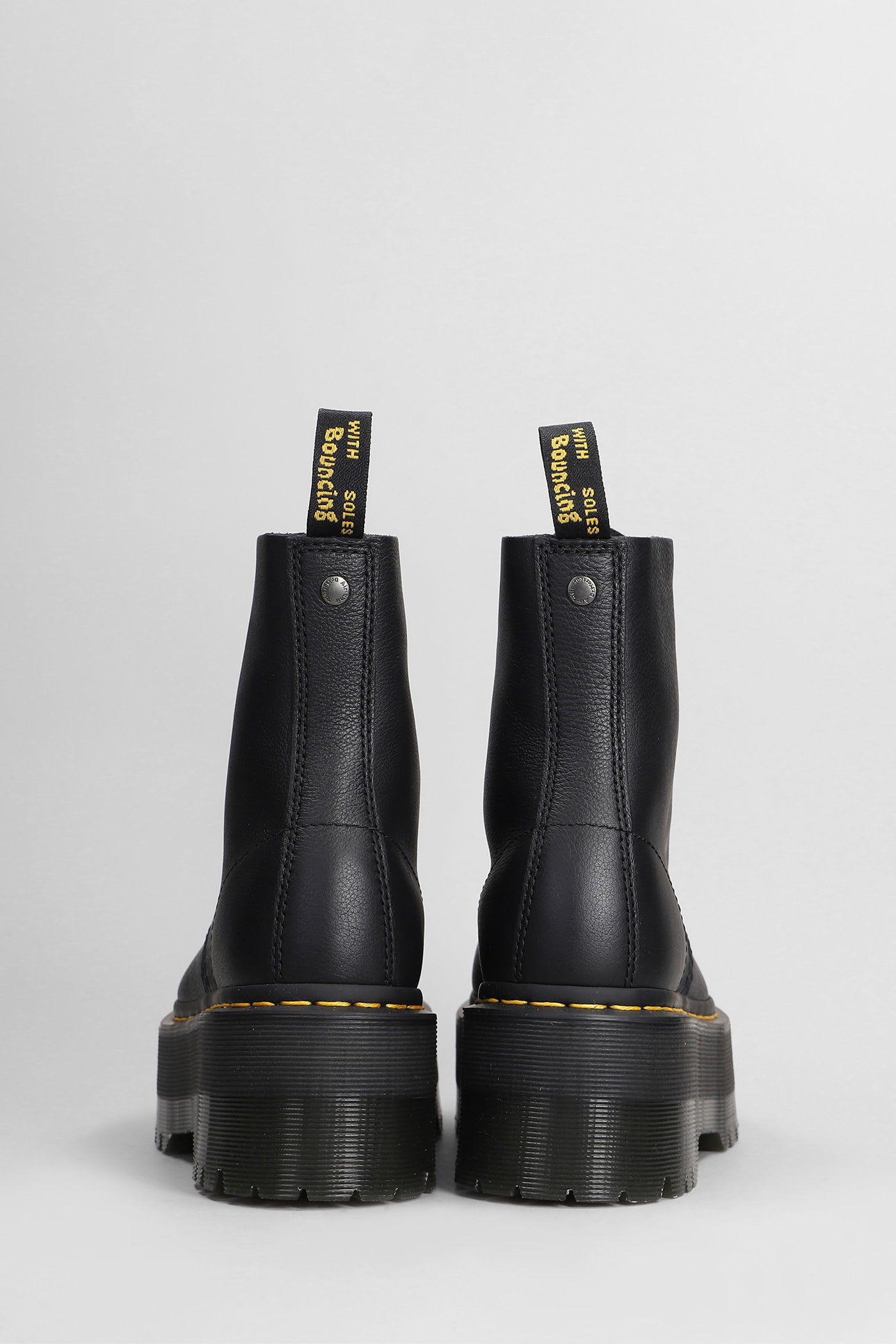 Dr. Martens 1460 Pascal Max Combat Boots In Black Leather In Black