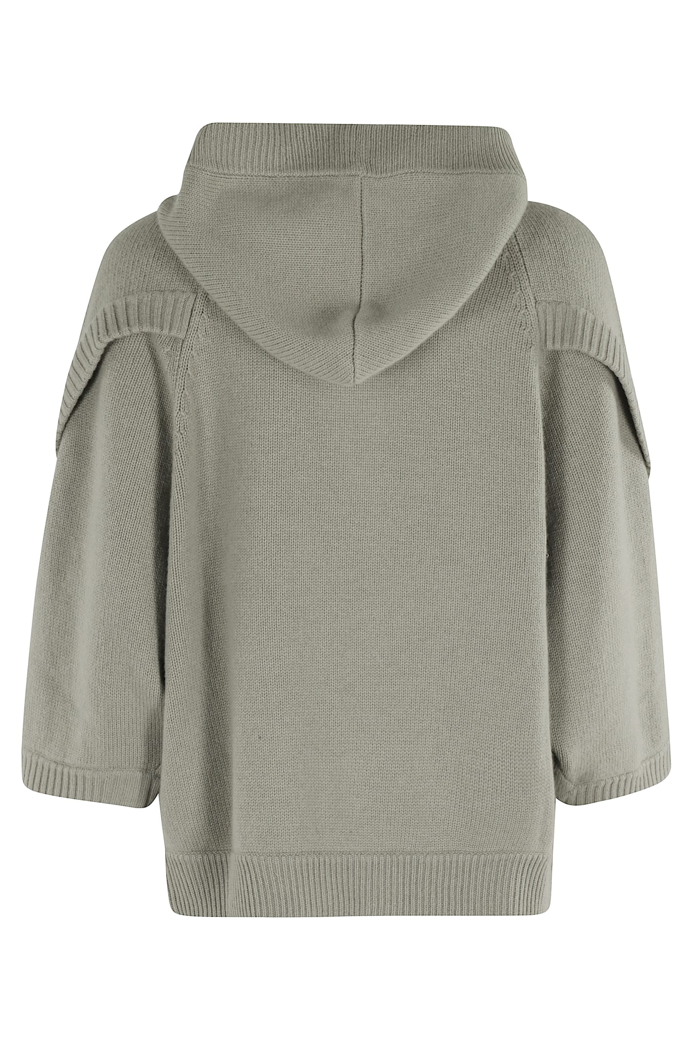 Max Mara Wool Blend Cardigan With Buttoned Hood In Green