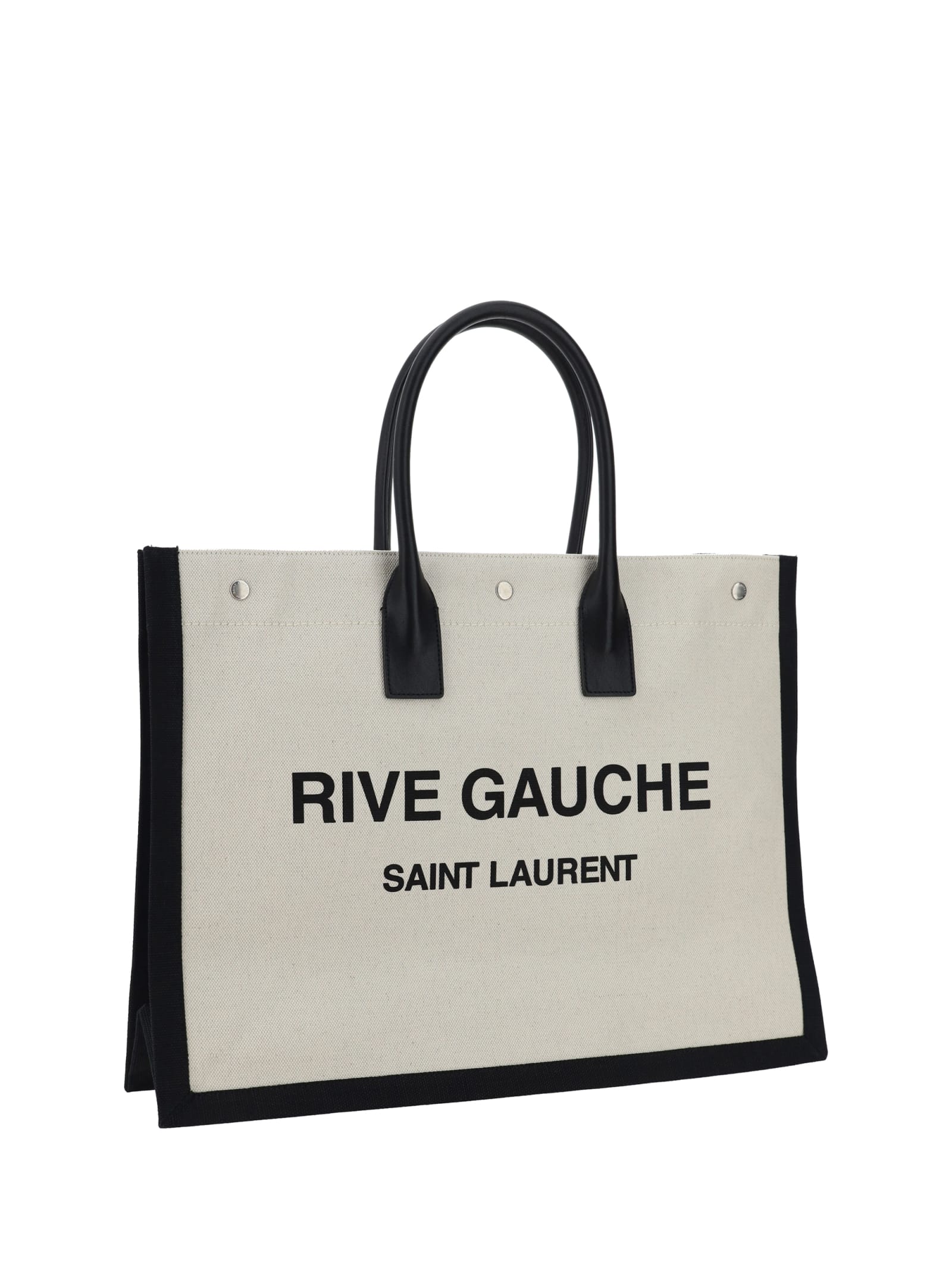 Shop Saint Laurent Rive Gauche Handbag In Greggio/nero