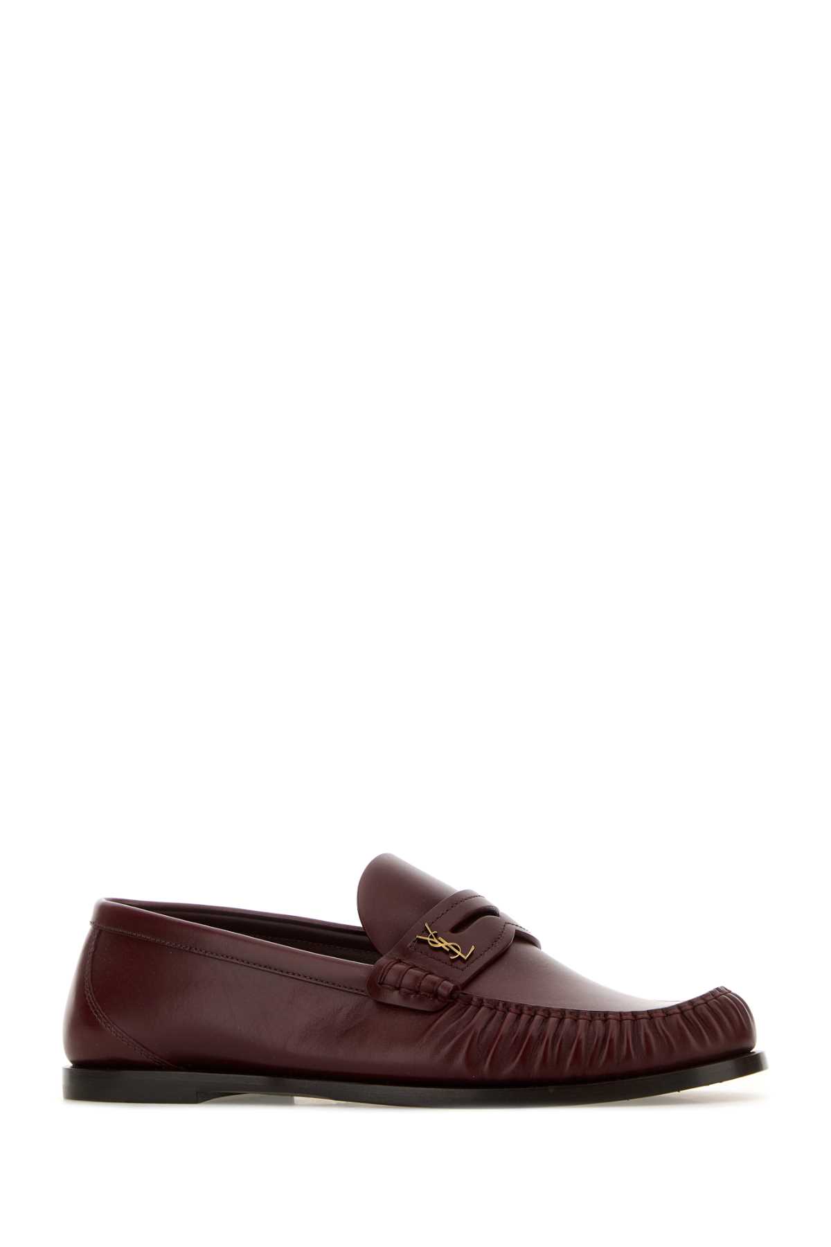 Saint Laurent Grape Leather Loafers In Brown