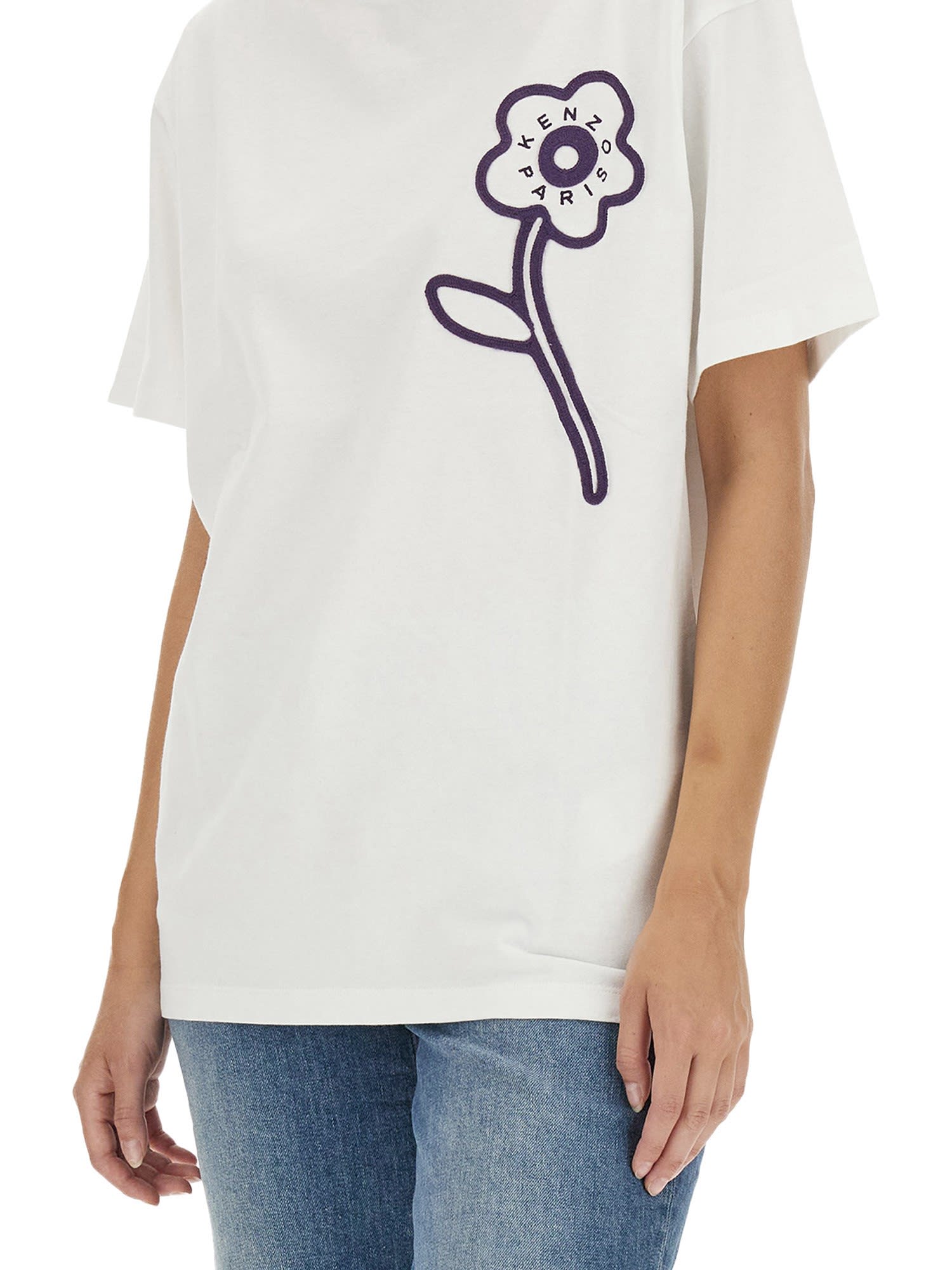 Shop Kenzo T-shirt With Logo In Blanc Casse