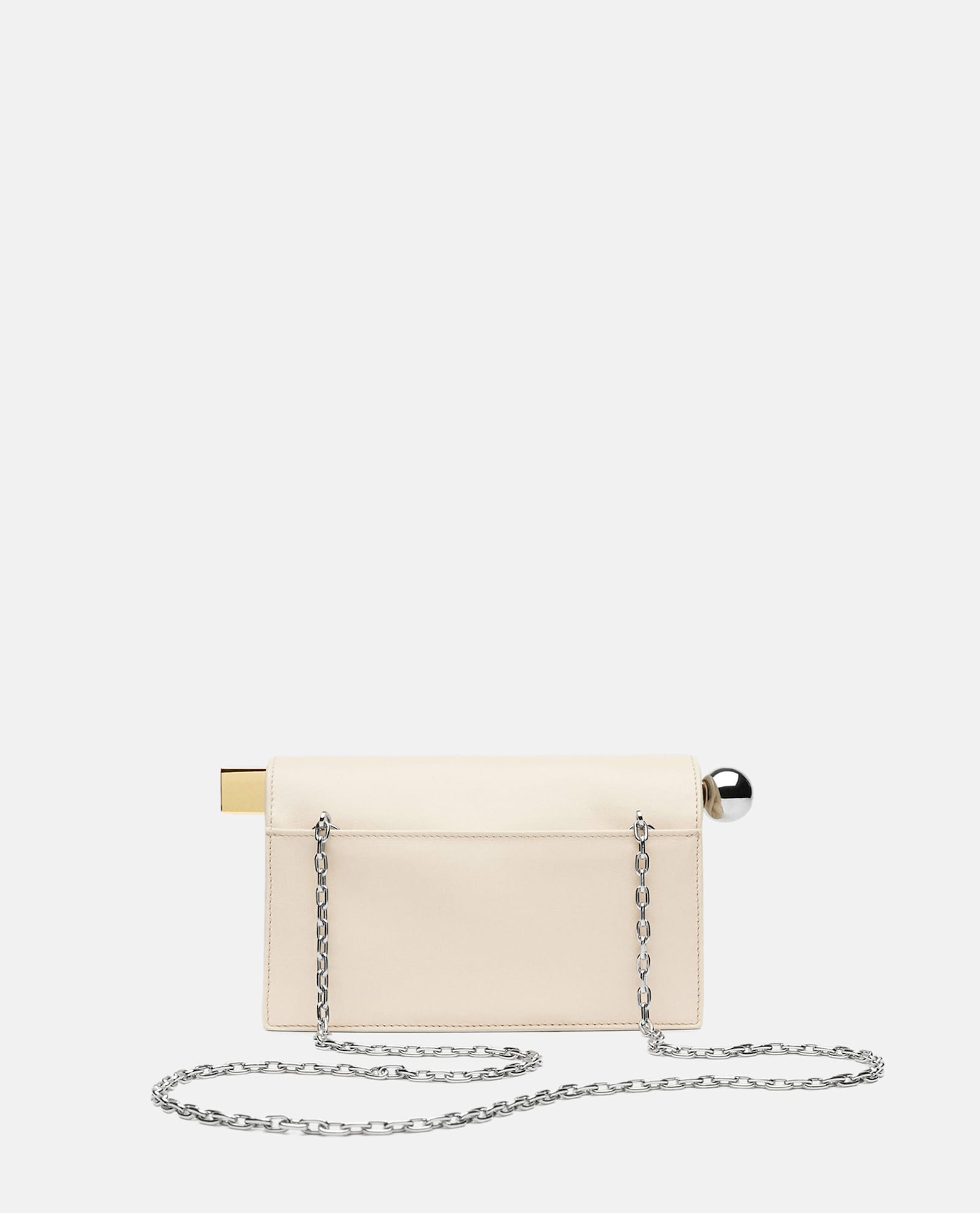 Shop Jacquemus La Petite Pochette Rond Carre Leather Handbag In White