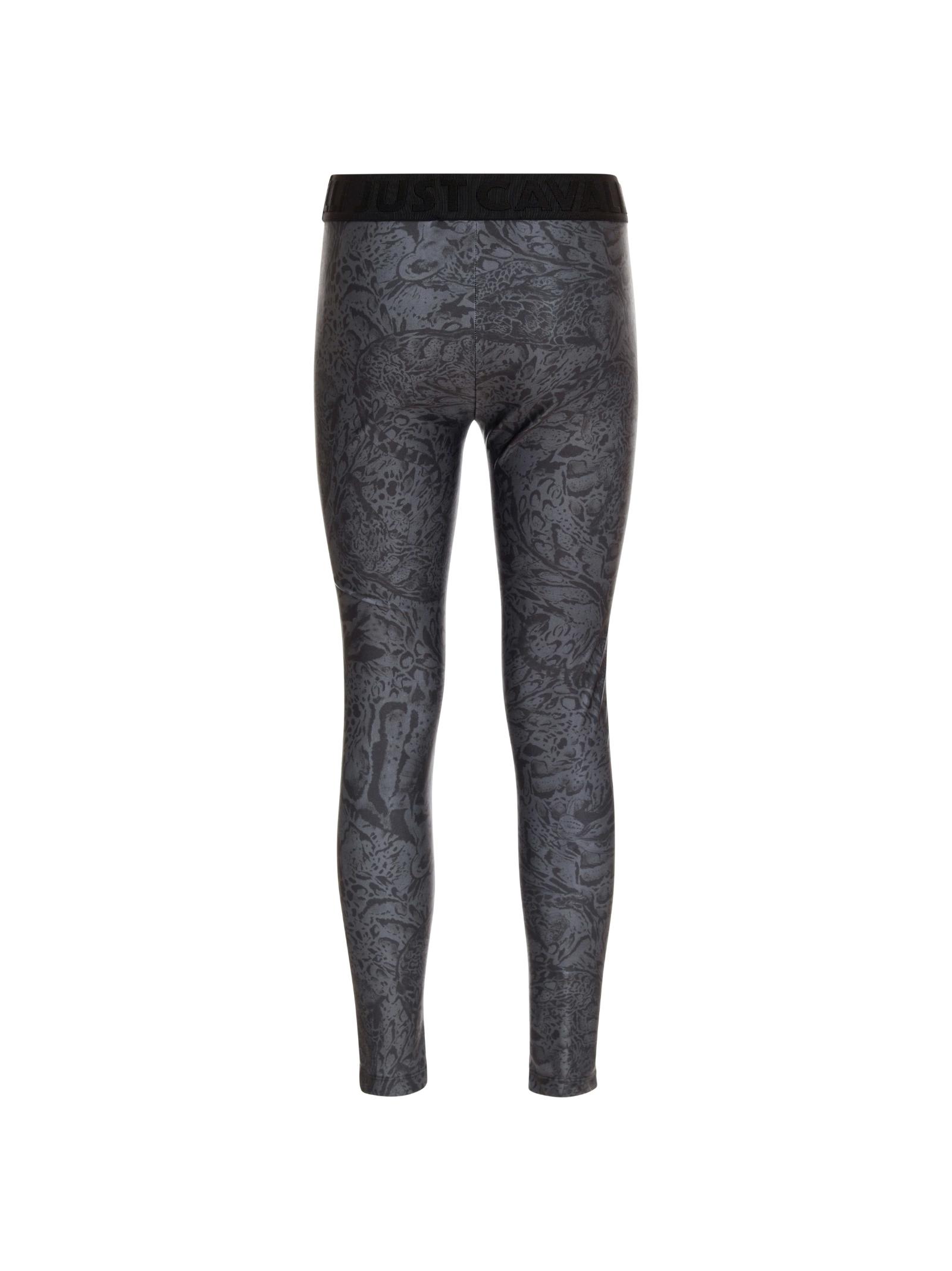 Just Cavalli Leopard-print Leggings In Grey