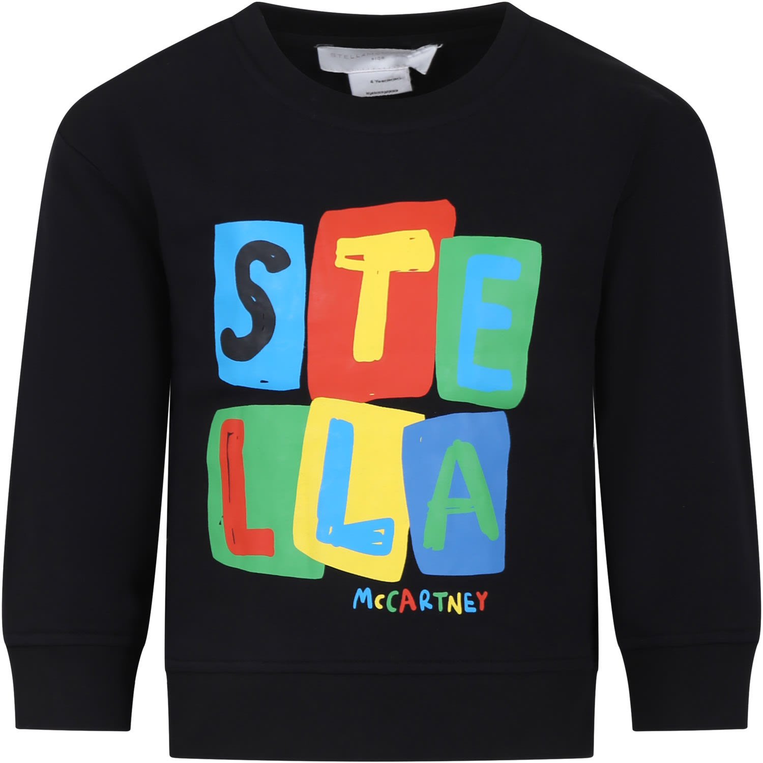 Stella Mccartney Kids' Black Sweatshirt For Boy With Multicolor Print
