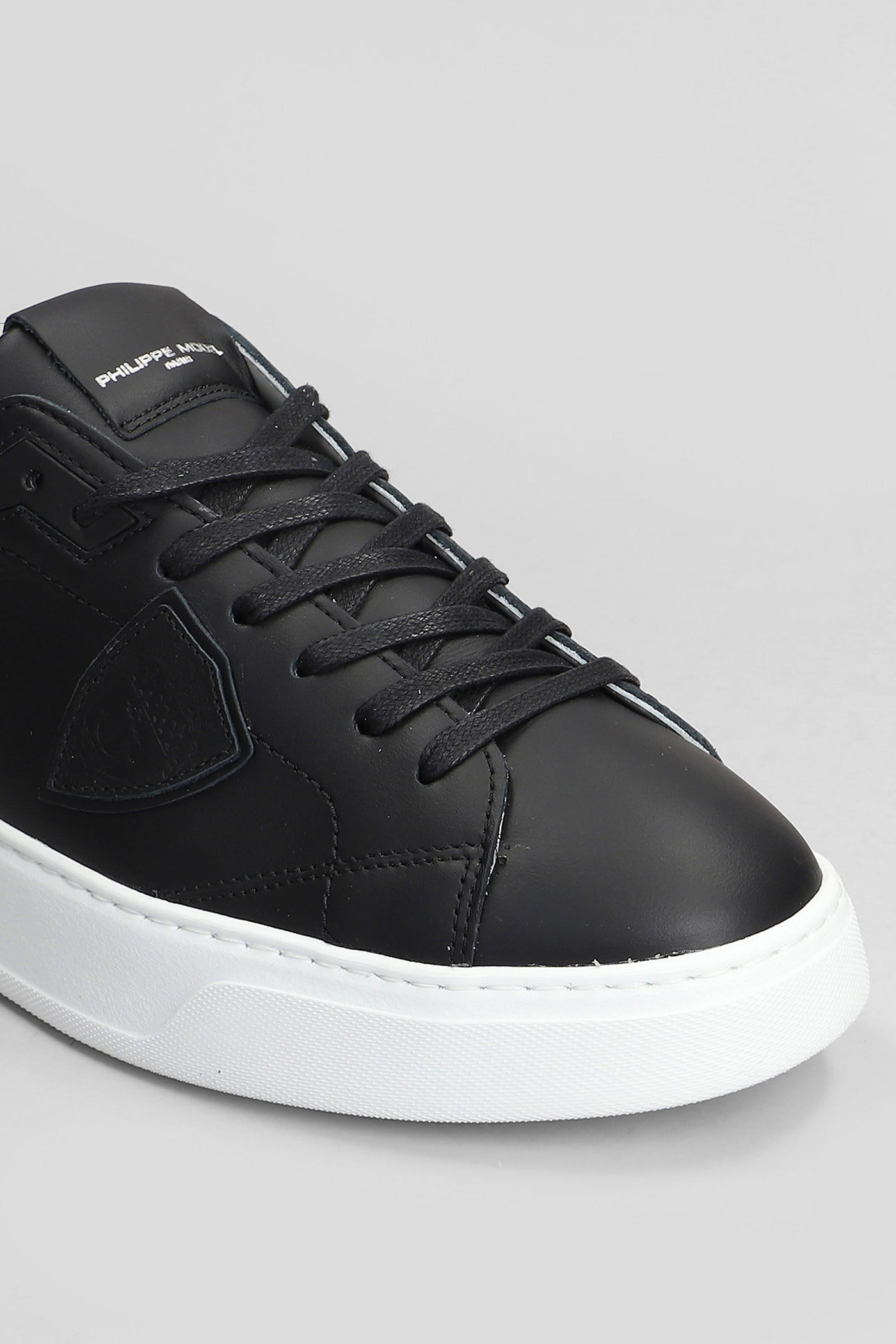 Philippe Model Temple Two-tone Leather Sneakers In Black