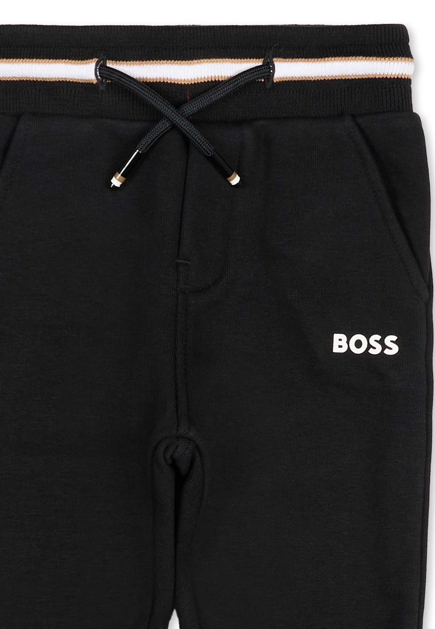 Hugo Boss Black Trousers For Baby Boy With Logo In Black