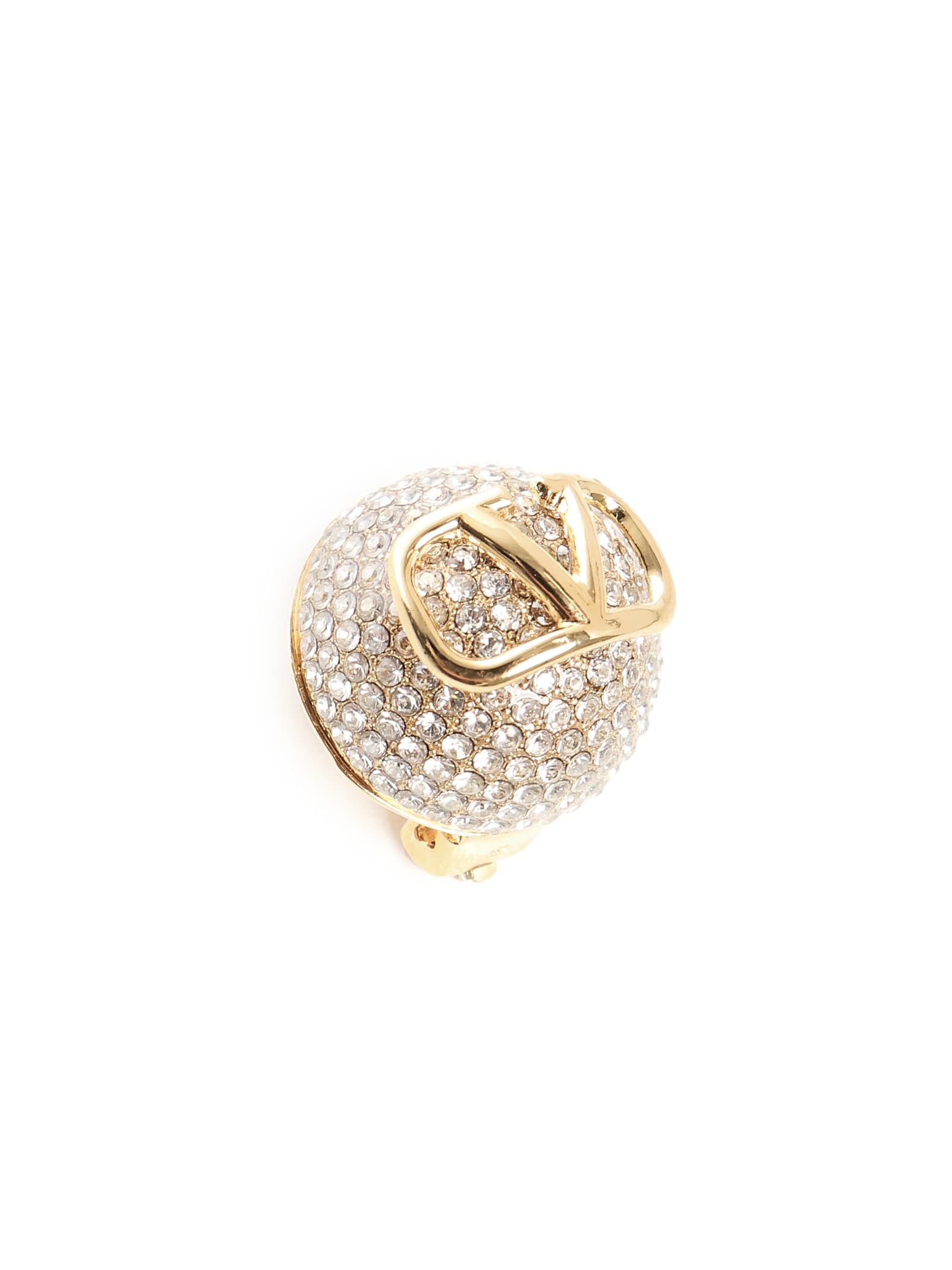 Valentino Vlogo Earrings With Crystals In Oro/crystal Silver