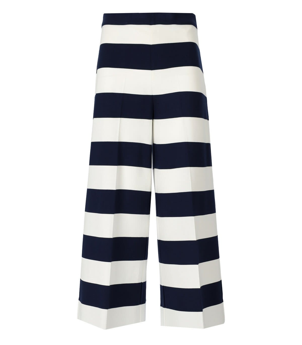 TWINSET TWINSET WHITE AND BLUE CROPPED STRIPED TROUSERS