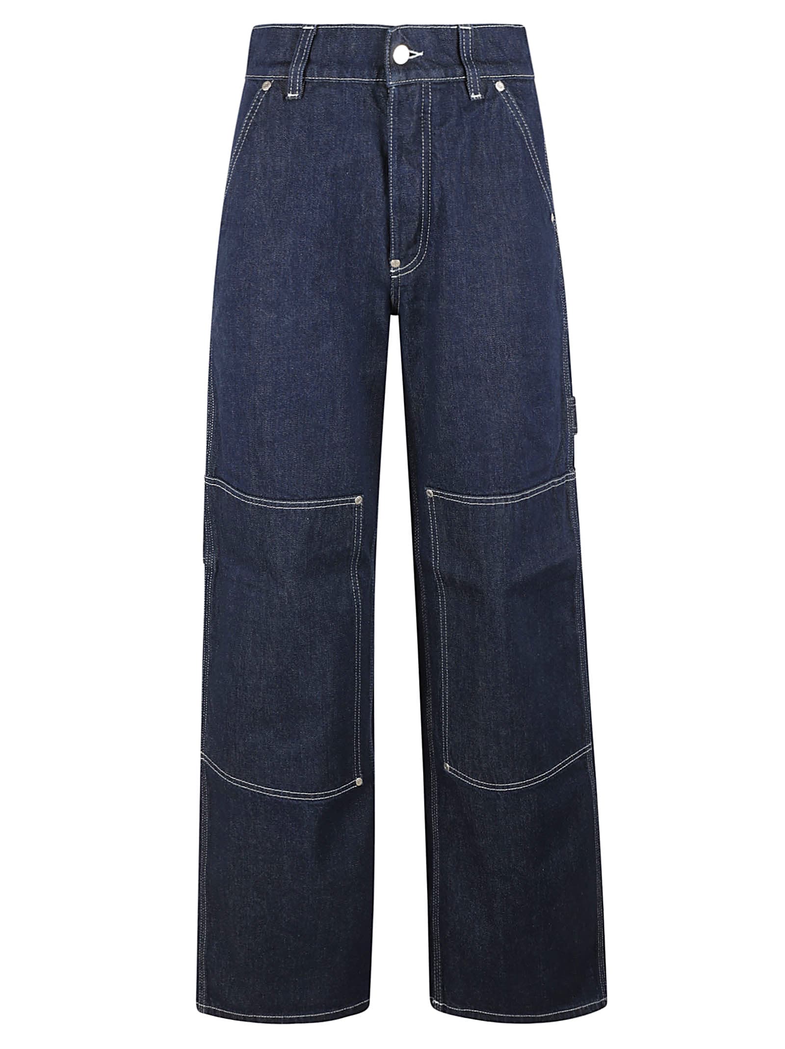 Shop Stella Mccartney Wave Cargo Jeans In Dark Blue