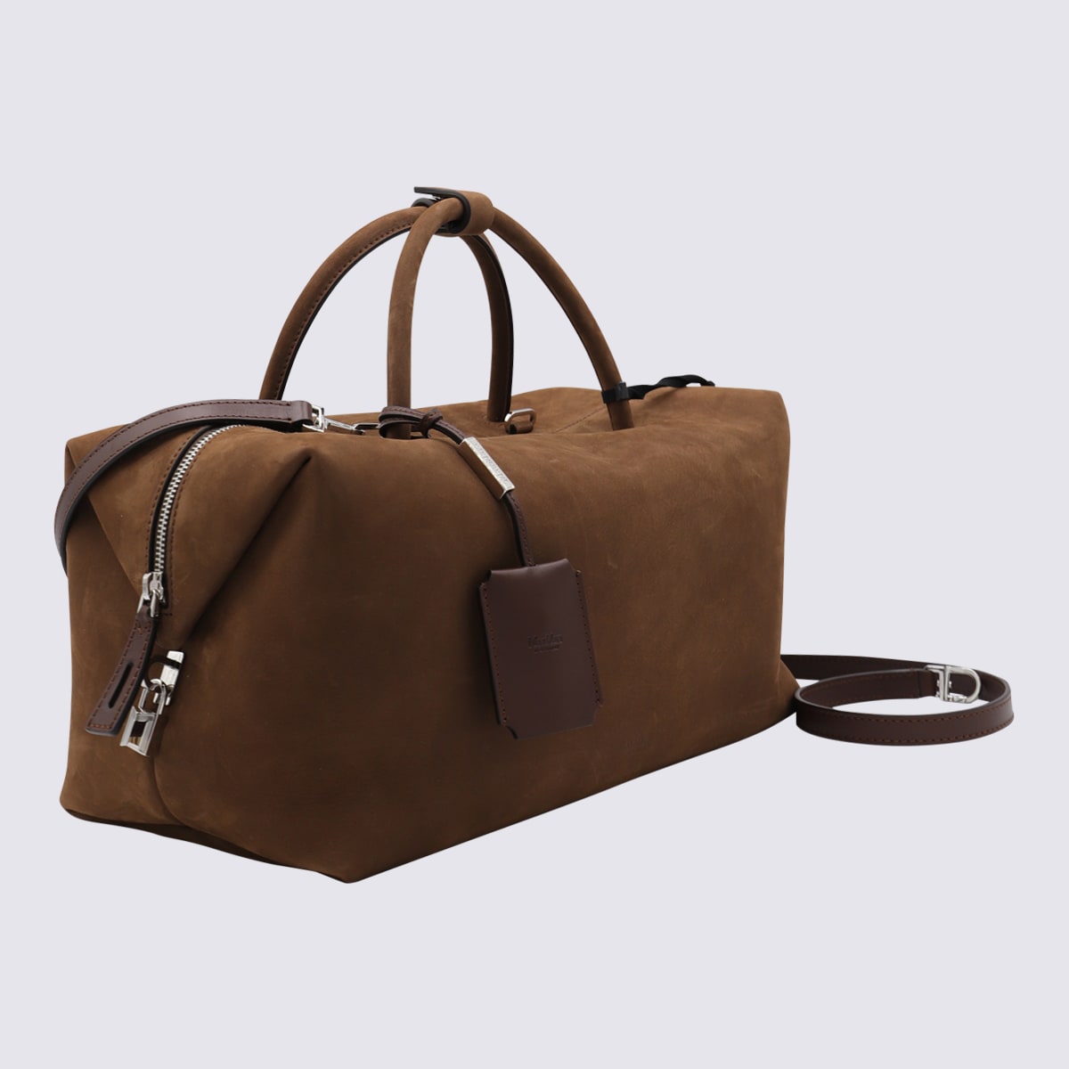 Max Mara Brown Old Suede Leather Top Handle Bag In Brown