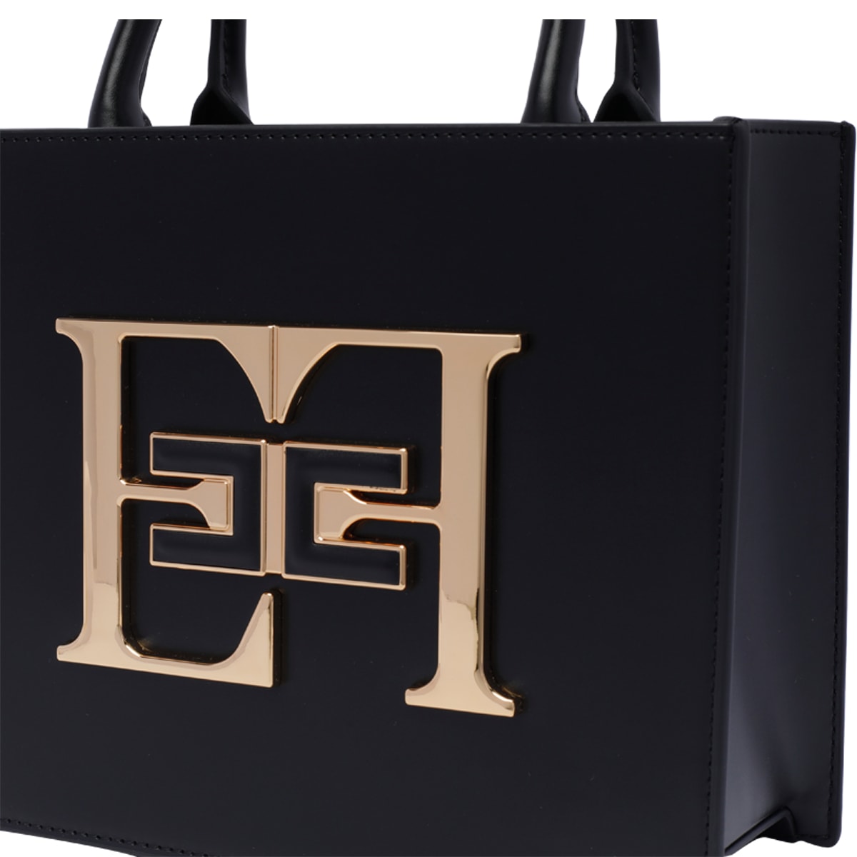 Shop Elisabetta Franchi Logo Handbag In Black