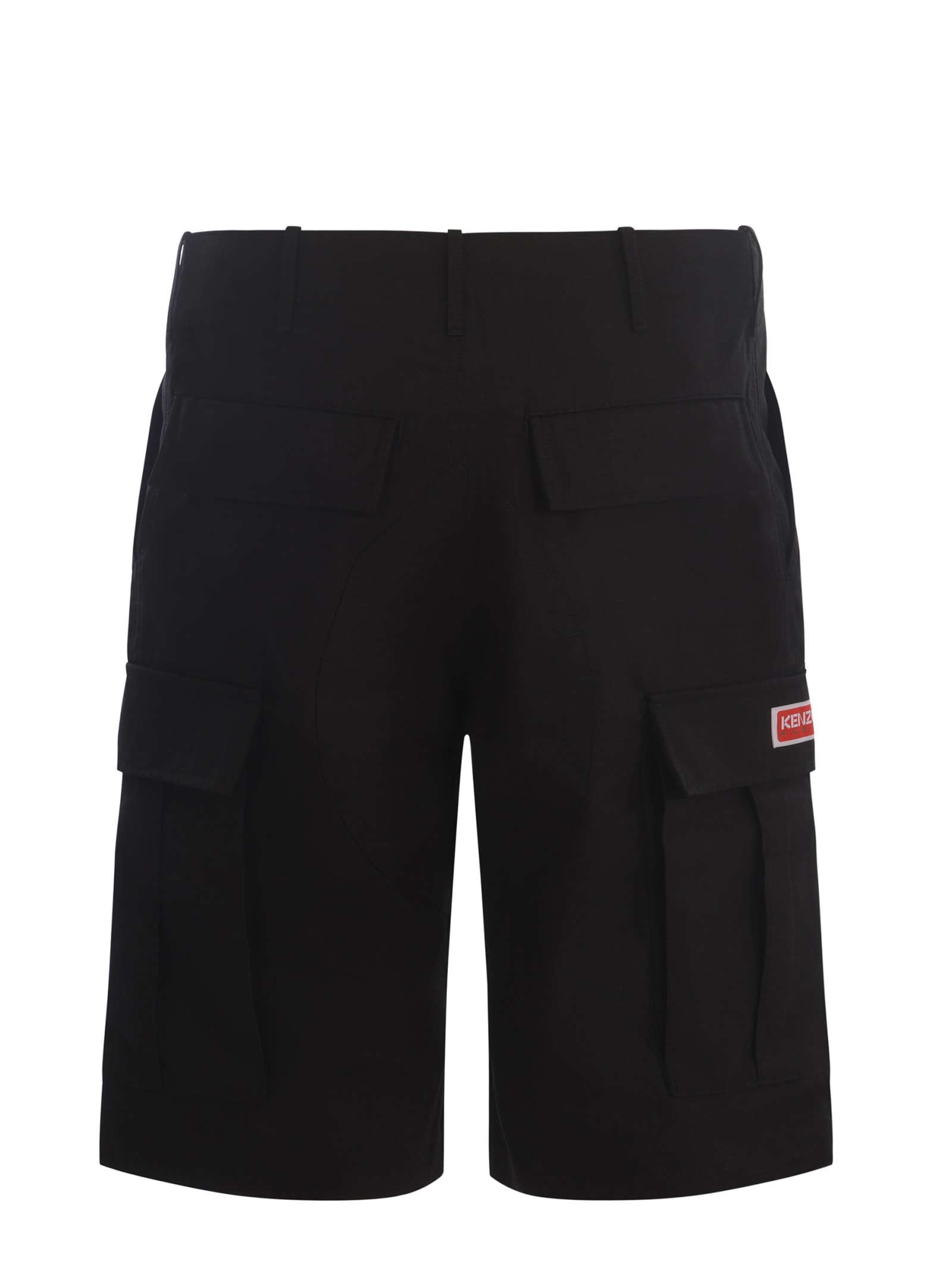 Shop Kenzo Cargo Shorts  Made Of Cotton In Nero