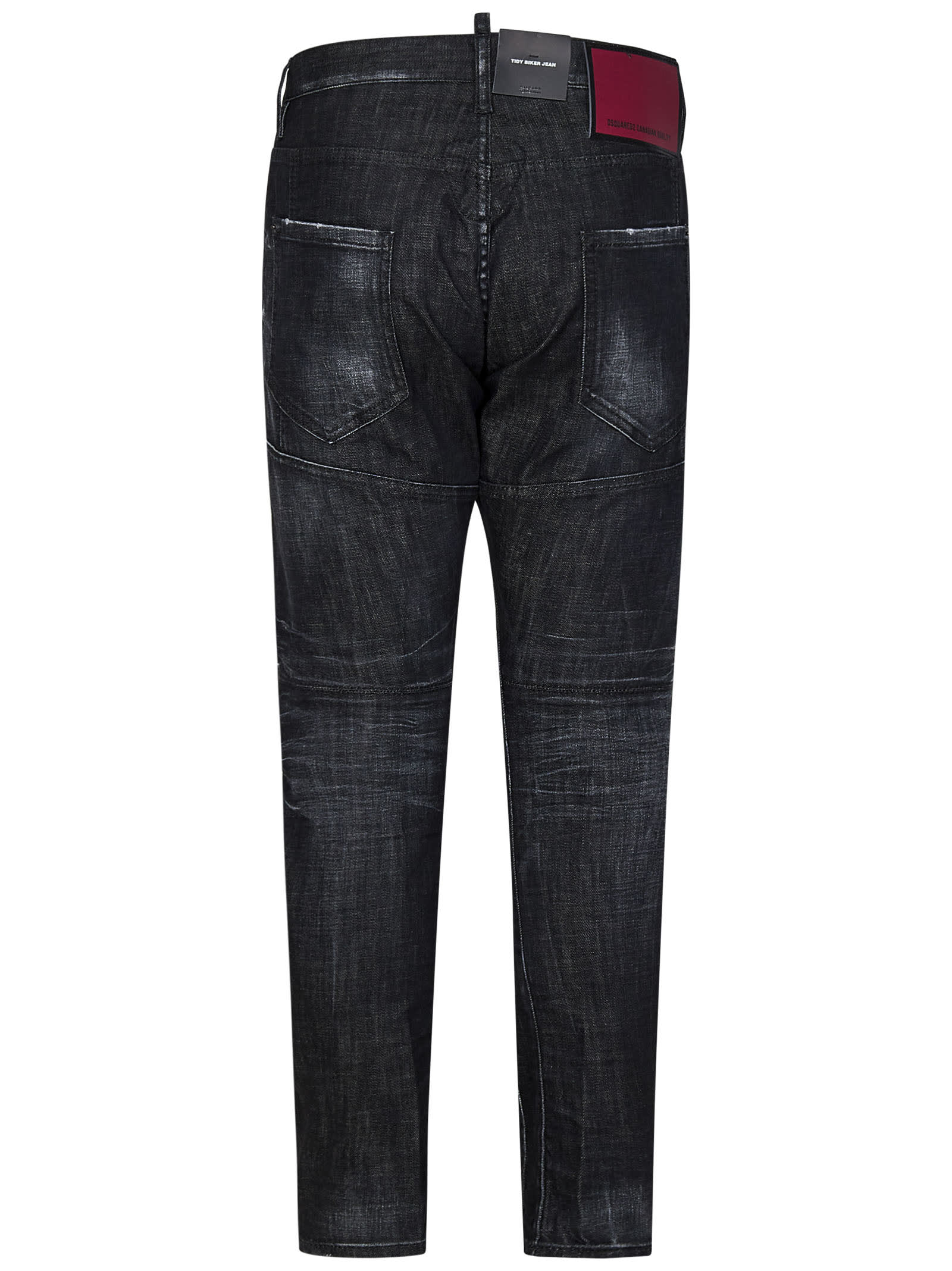 Dsquared2 Easy Black Wash Tidy Biker Black Stretch Cotton Denim Jeans In Black