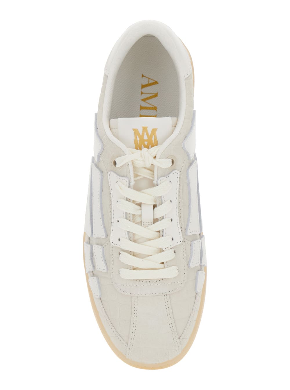 Amiri Croc Debossed Pacific Bones Sneakers In Neutral