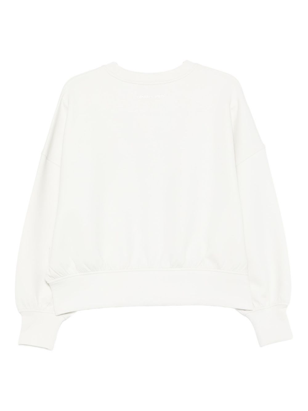Emporio Armani Logo Crewneck Sweatshirt With Ribbed Cuffs In White