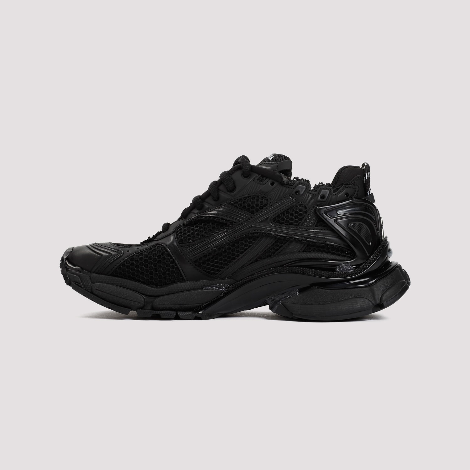 Balenciaga Men Runner Mesh And Leather Sneakers In Black