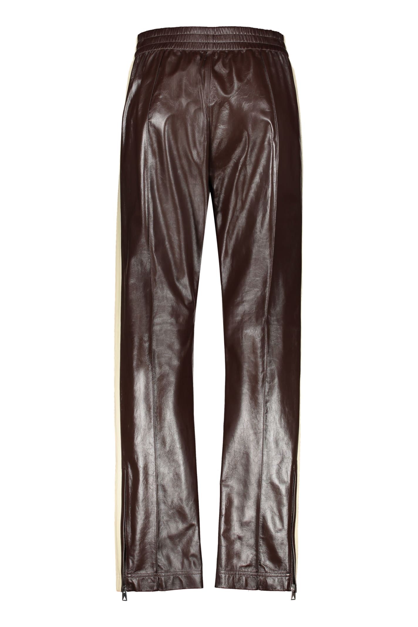 Shop Bottega Veneta Leather Pants In Brown