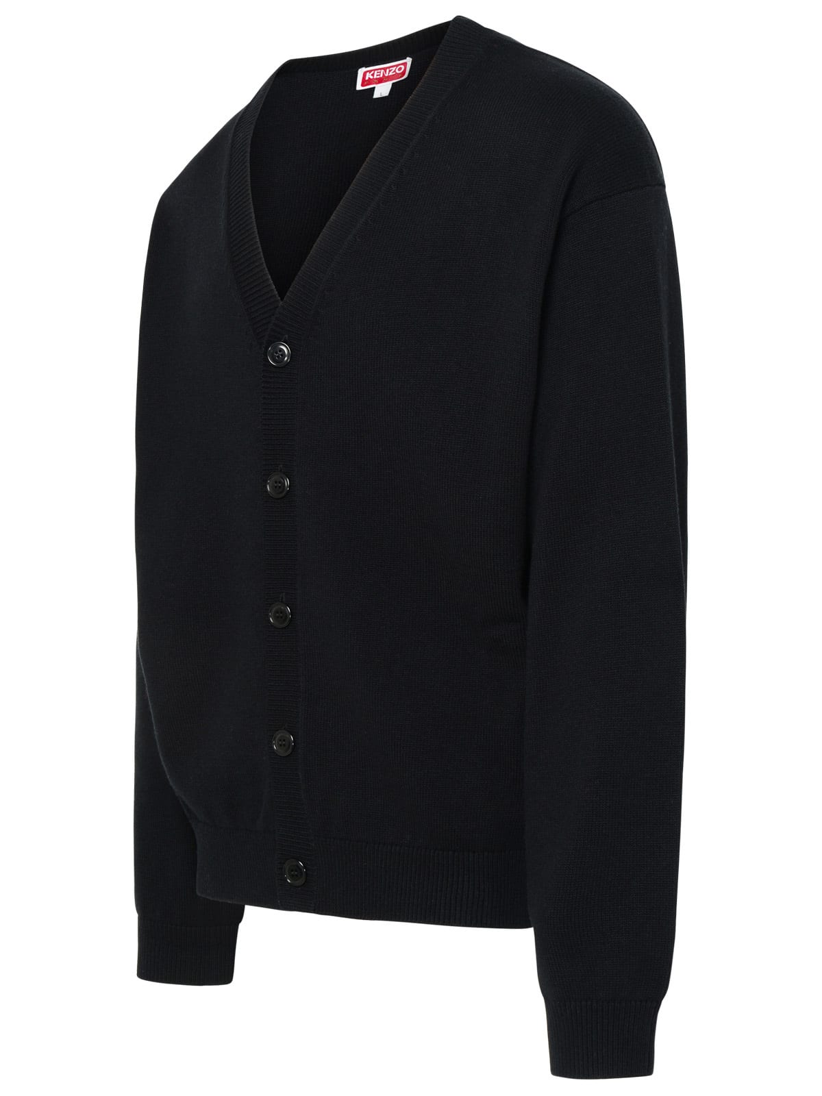 Shop Kenzo Black Wool Blend Cardigan