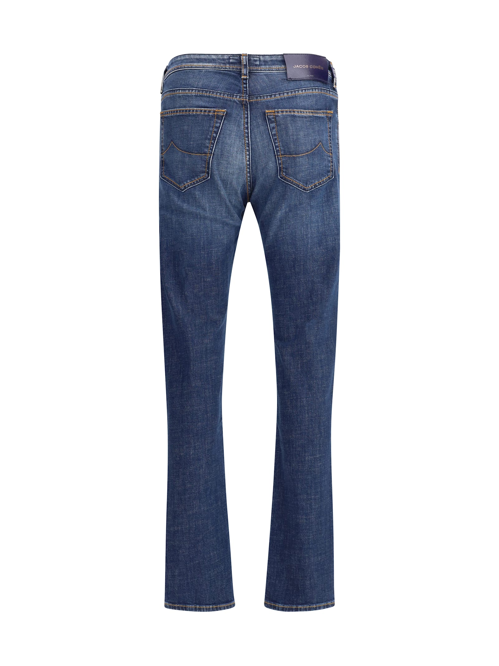 Jacob Cohen Belt Loops Contrast Stitching Faded Jeans In Blue