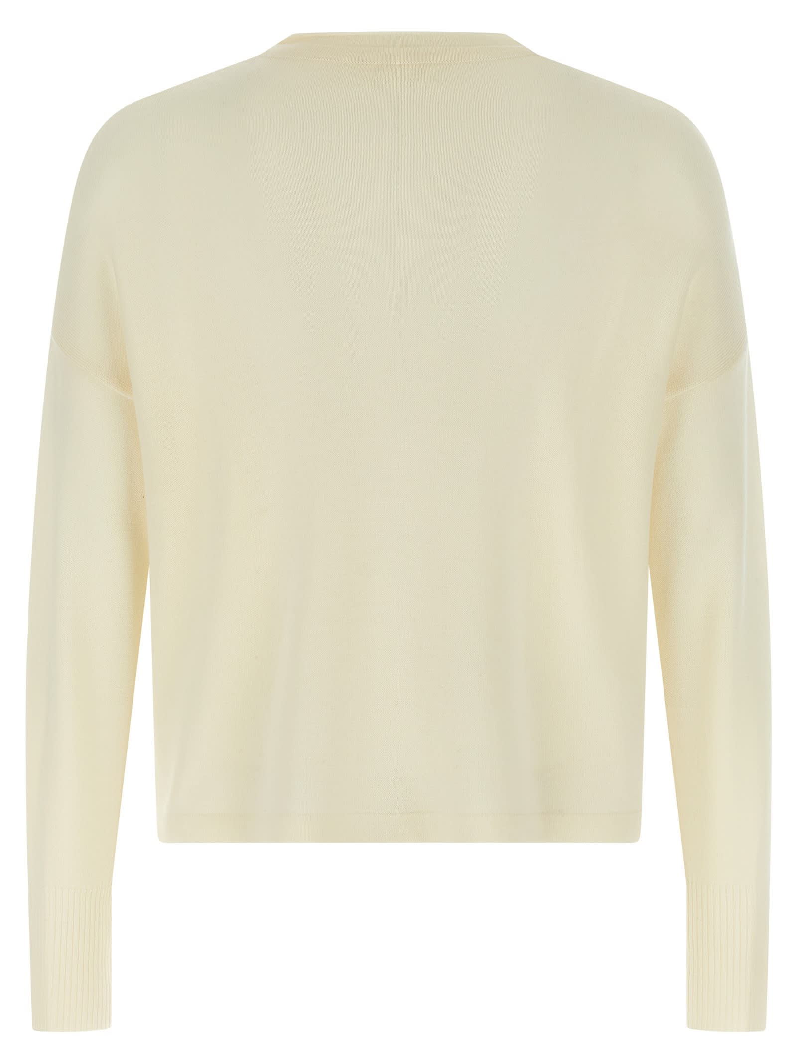 Ma'ry'ya Wool Sweater With Relaxed Fit And Chest Pocket In Neutral