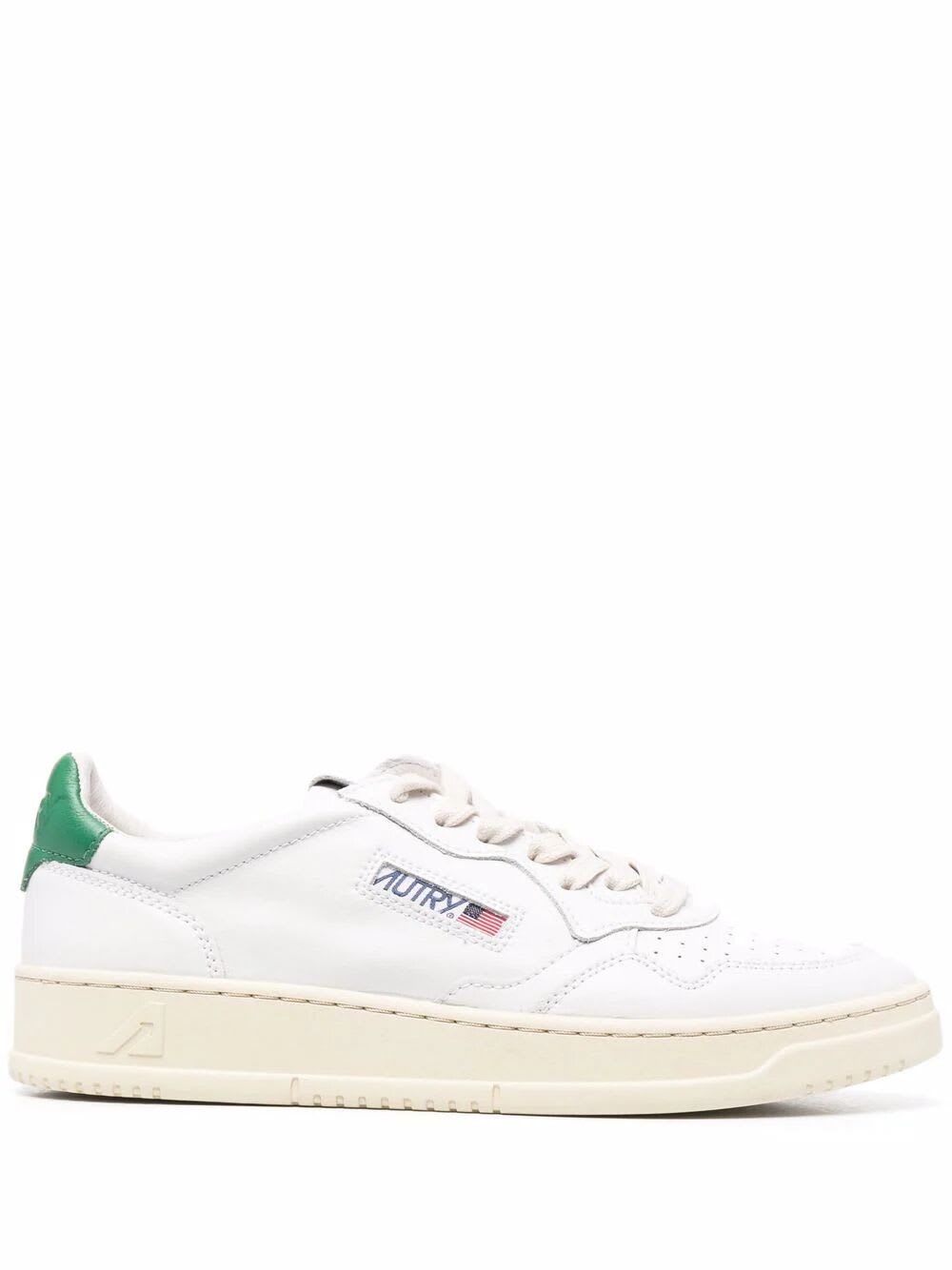 Shop Autry Medalist Low Sneakers In White Green