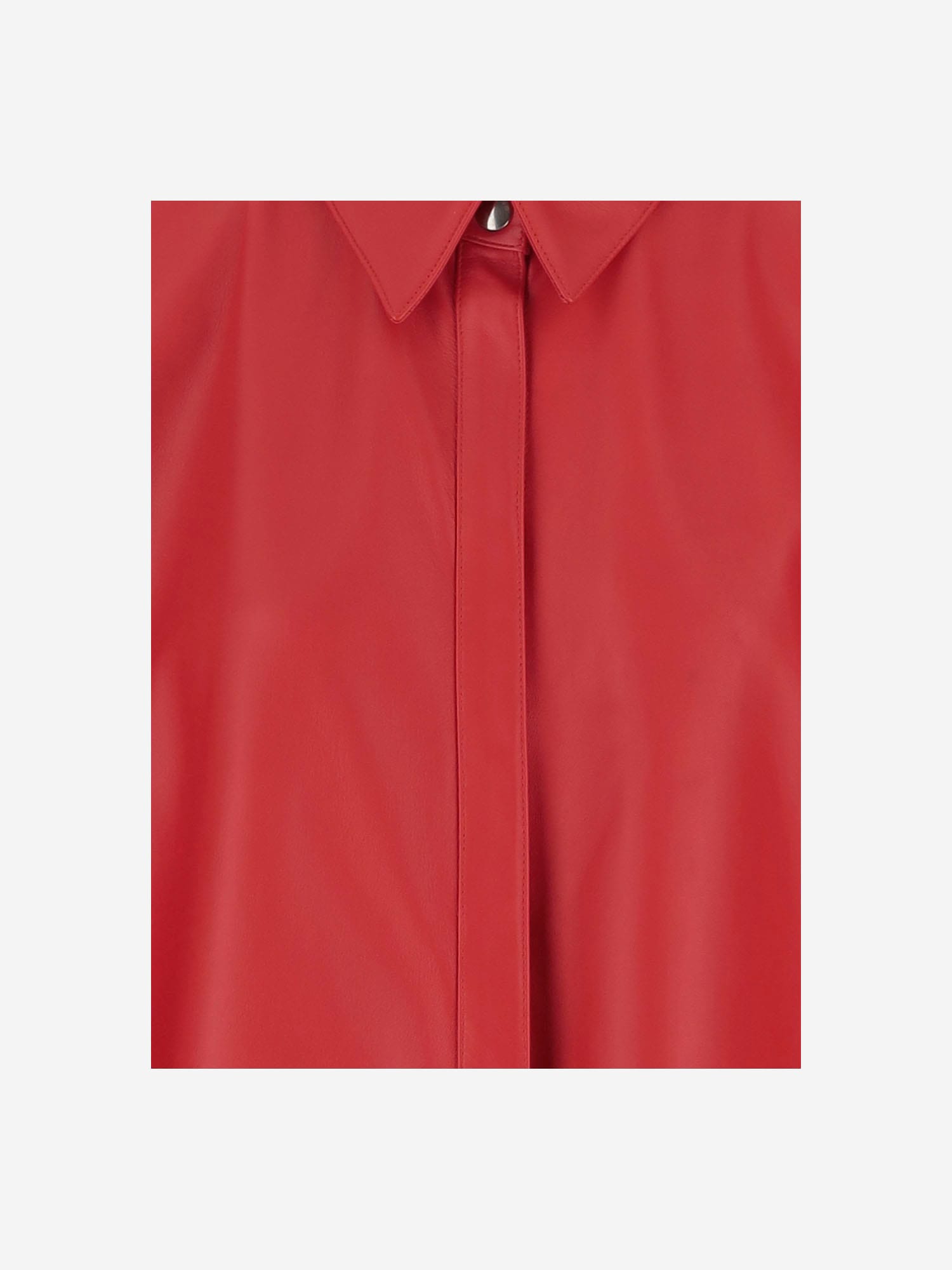 Shop Armarium Leo Leather Shirt In Red