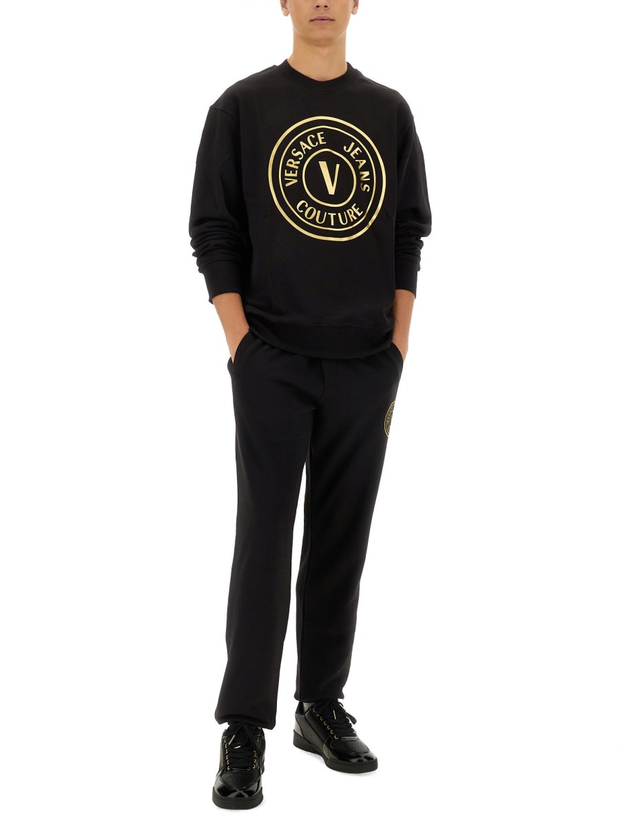 Shop Versace Jeans Couture V-emblem Sweatshirt In Black